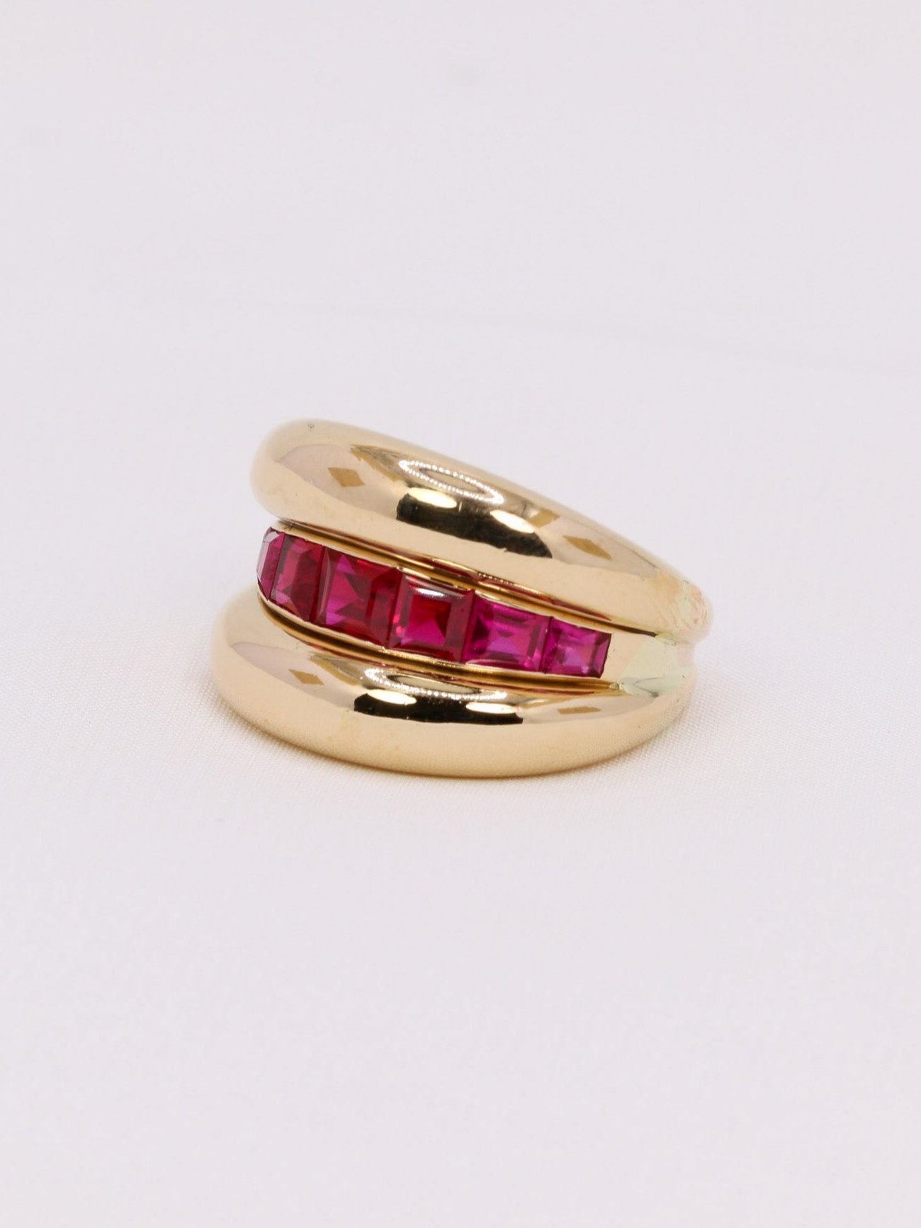 Bague jonc vintage or jaune rubis