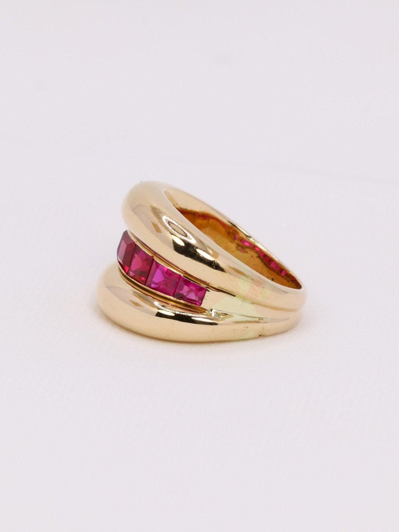 Bague jonc vintage or jaune rubis