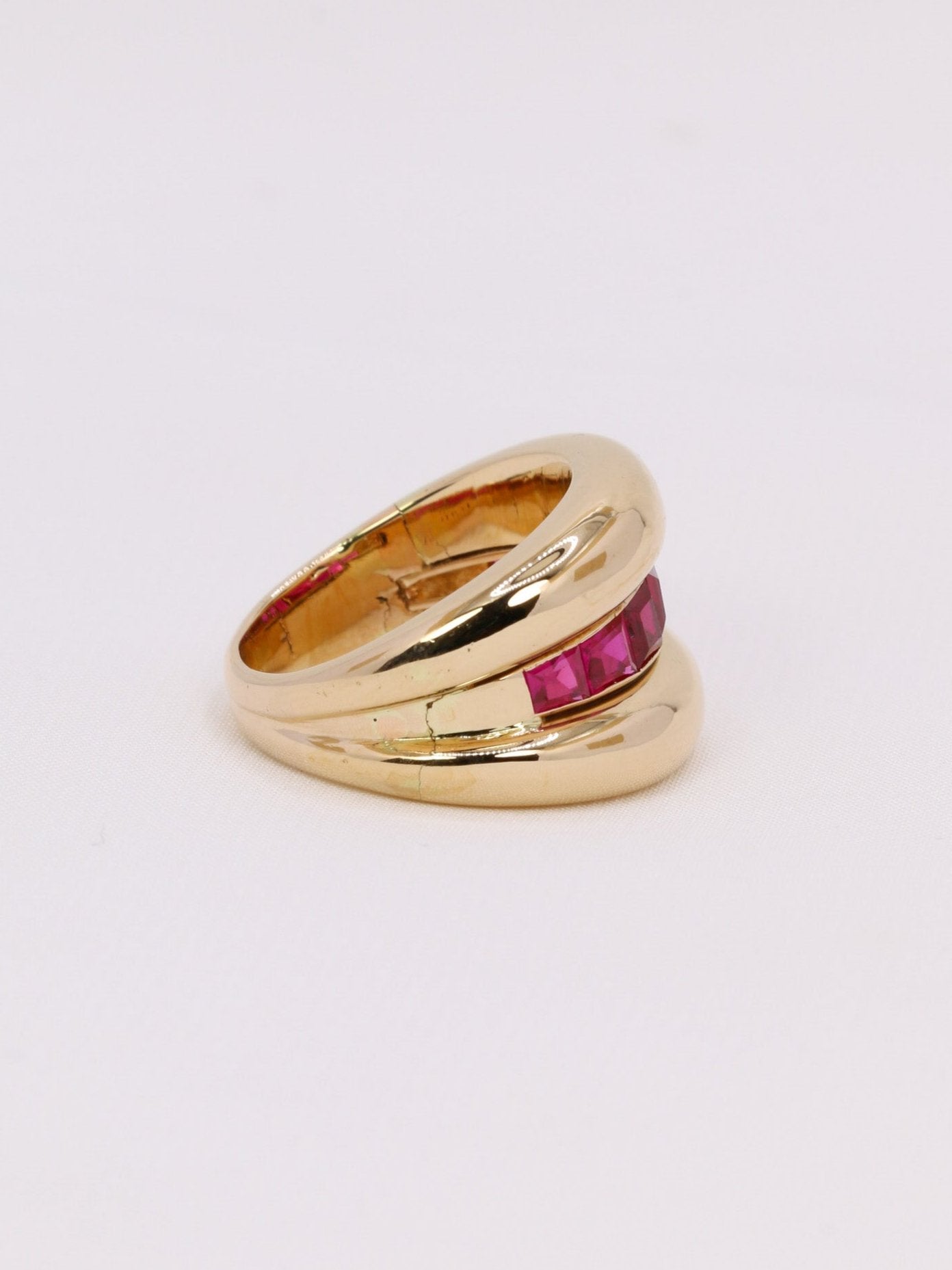 Bague jonc vintage rubis