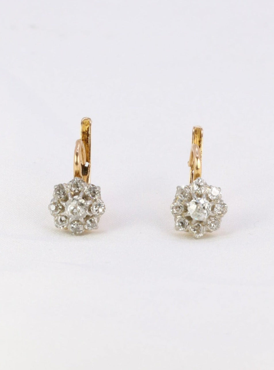 Dormeuses en or et diamants taille ancienne