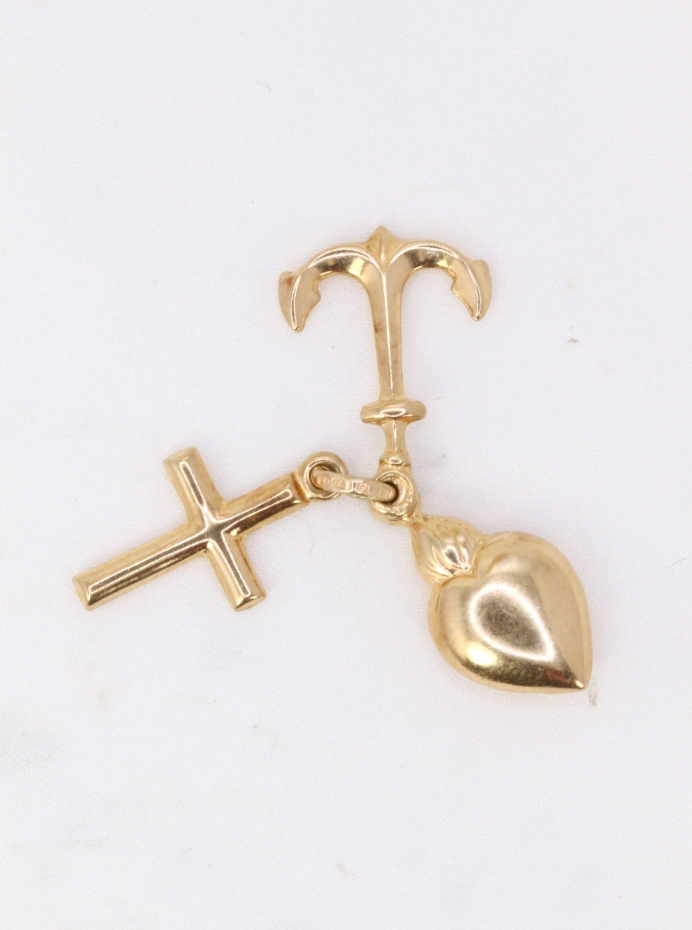 Pendentif vintage Espoir, Foi, Charité Uno A Erre en or jaune