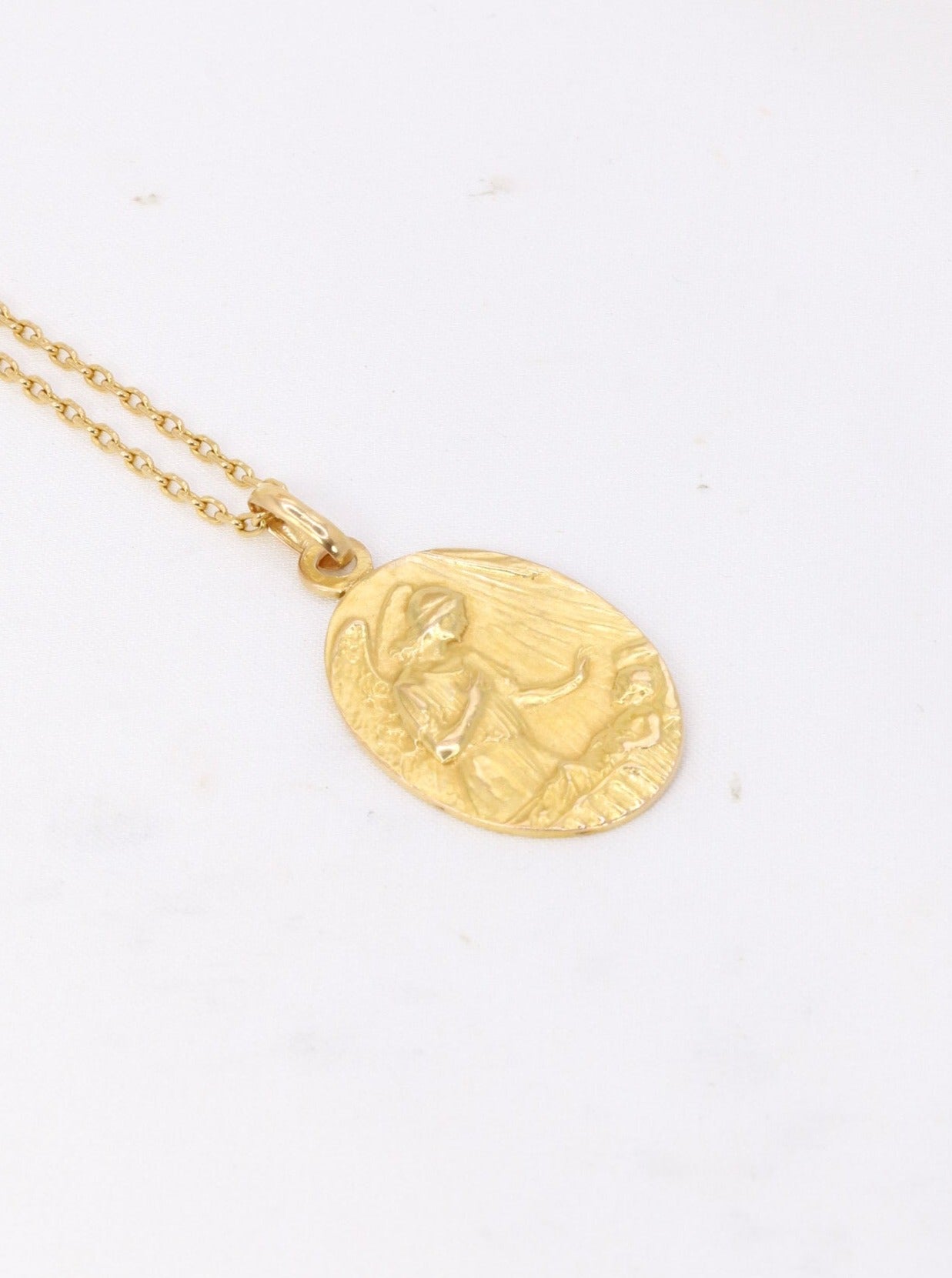 Médaille religieuse en or jaune, prière de guérison à l’archange Raphaël