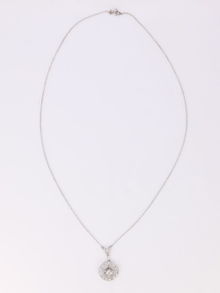 Collier or blanc platine diamants taille rose taille ancienne old european cut