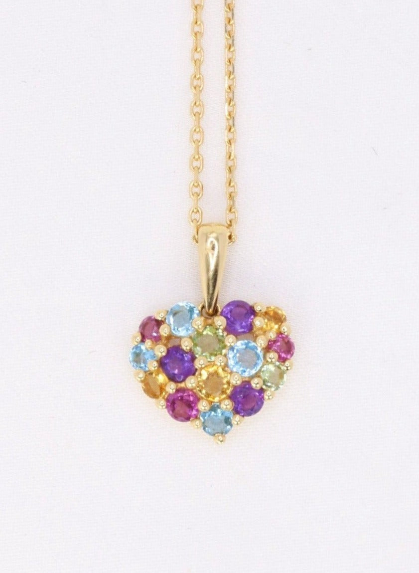 Pendentif cœur vintage en or jaune et pierres fines