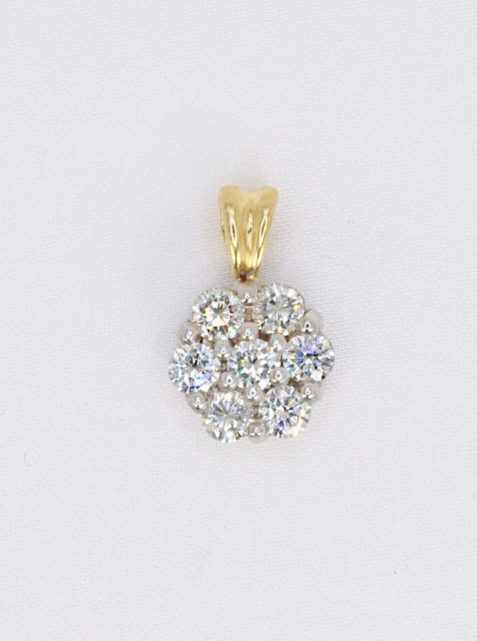 Pendentif vintage fleur or diamants 0,7 ct