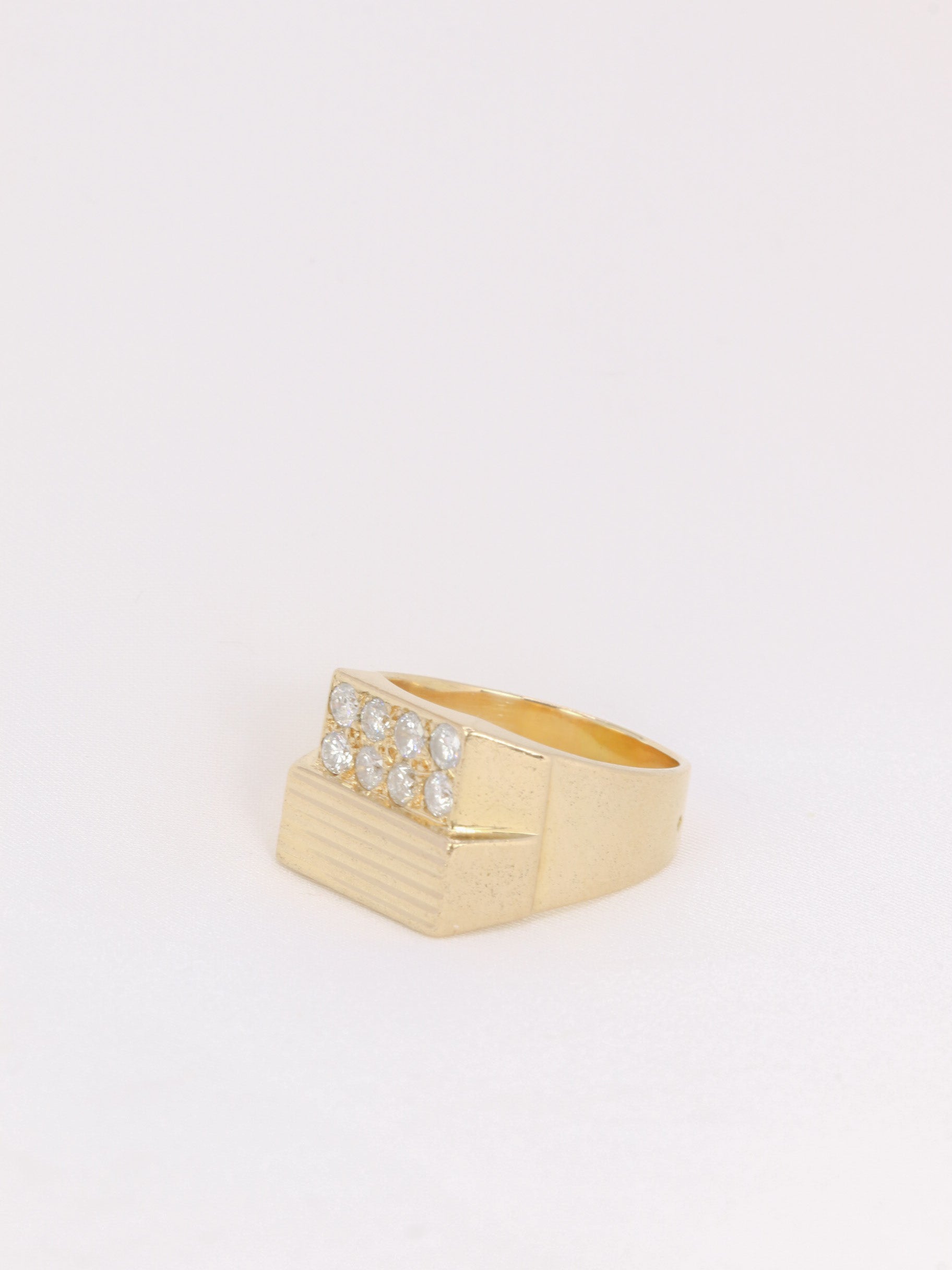 Bague chevalière vintage en or et diamants