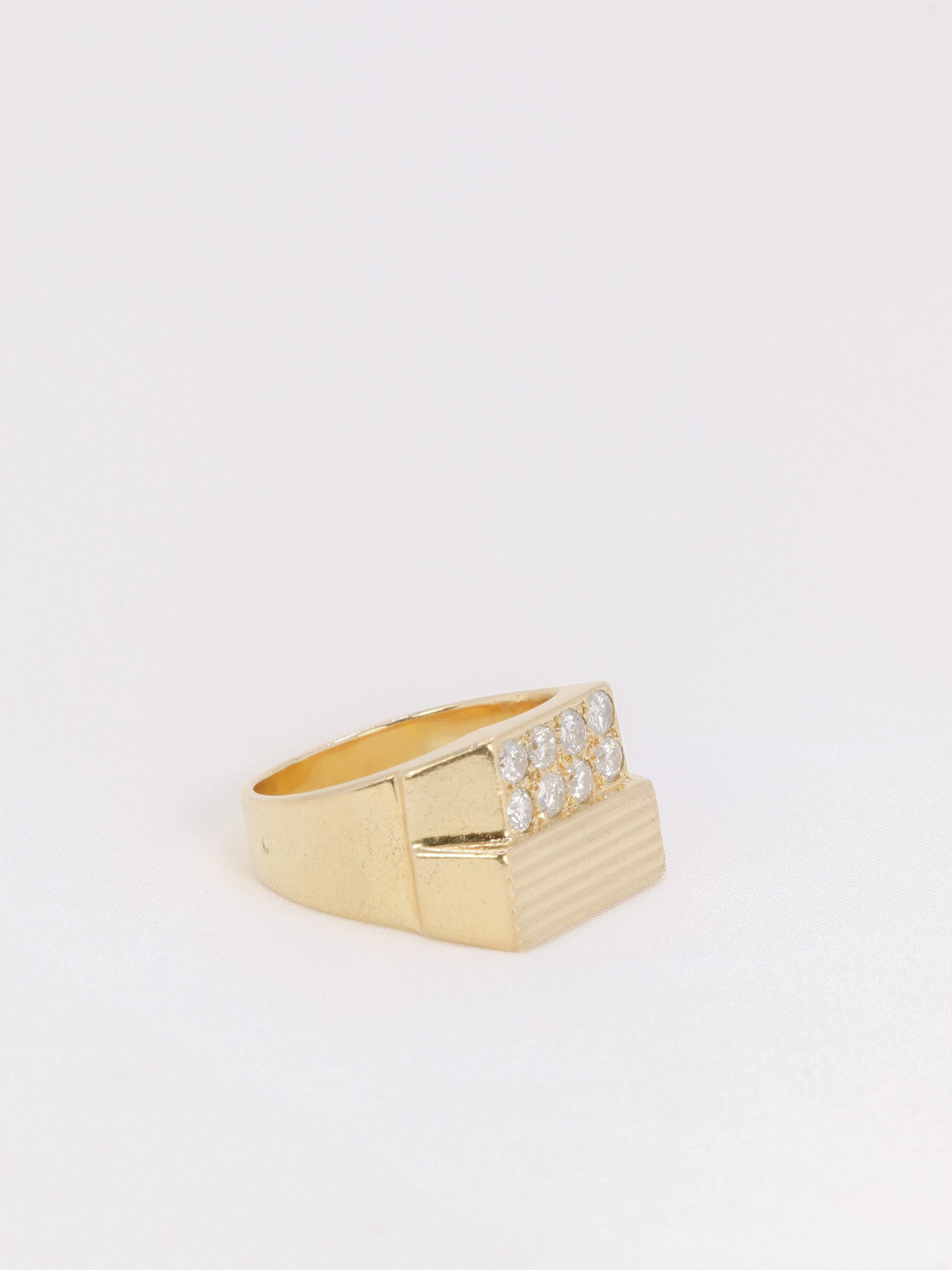 Bague chevalière vintage en or et diamants