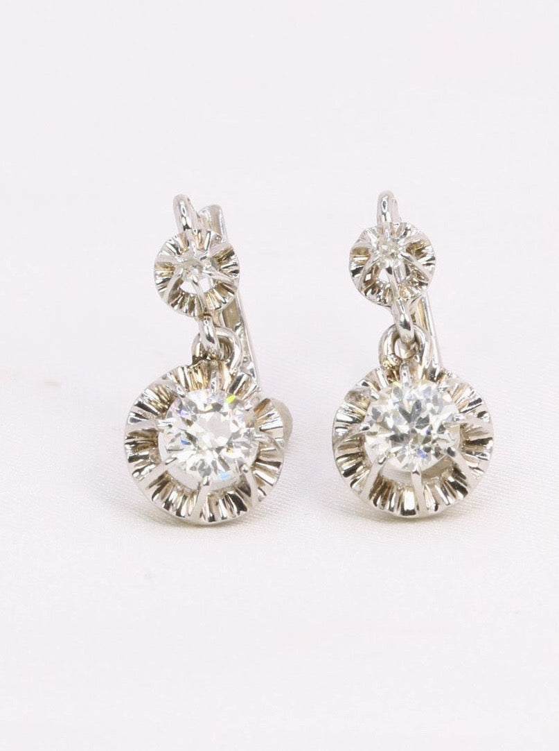 Dormeuses en or et diamants taille ancienne