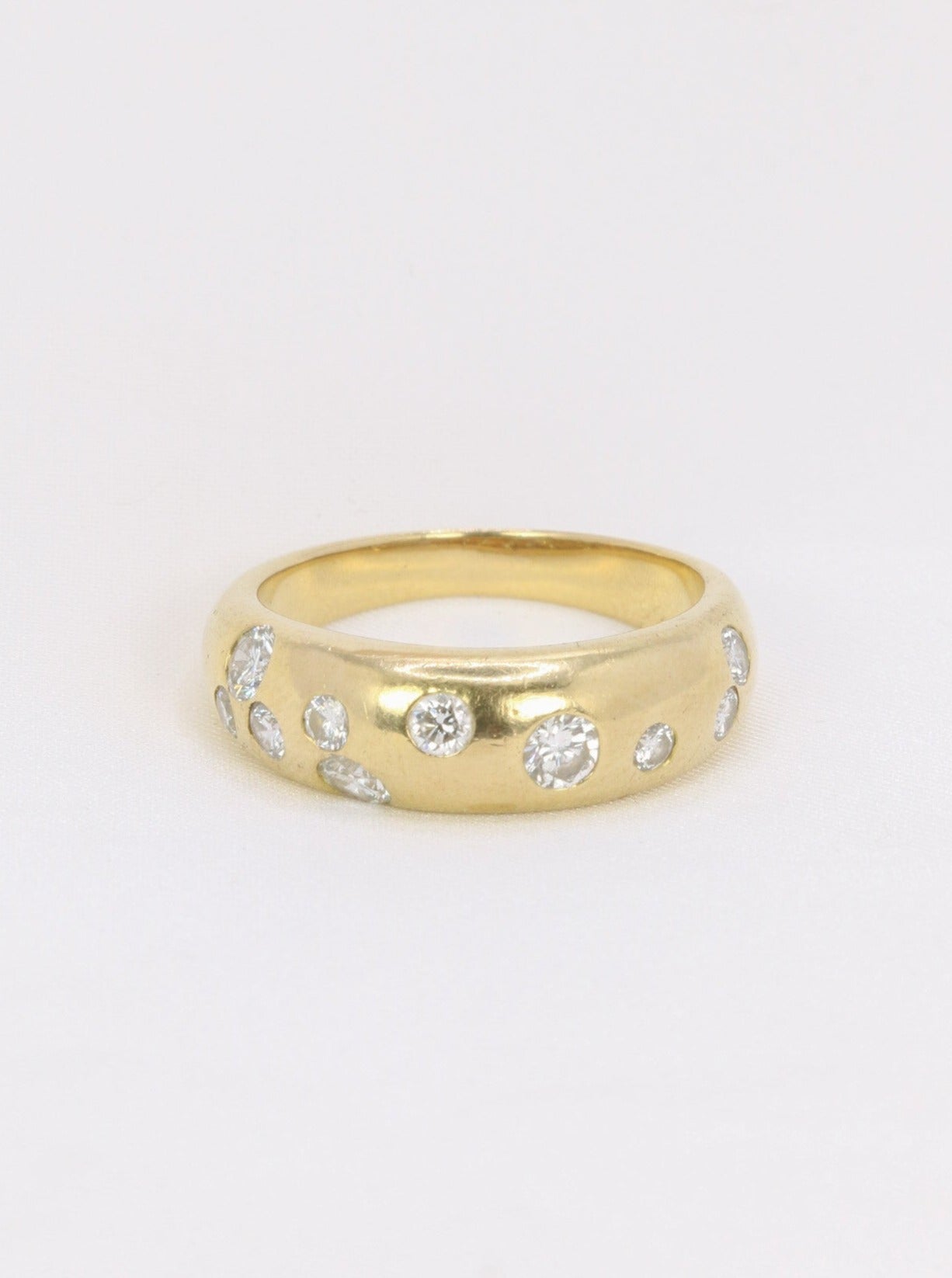 Bague jonc vintage en or et diamants