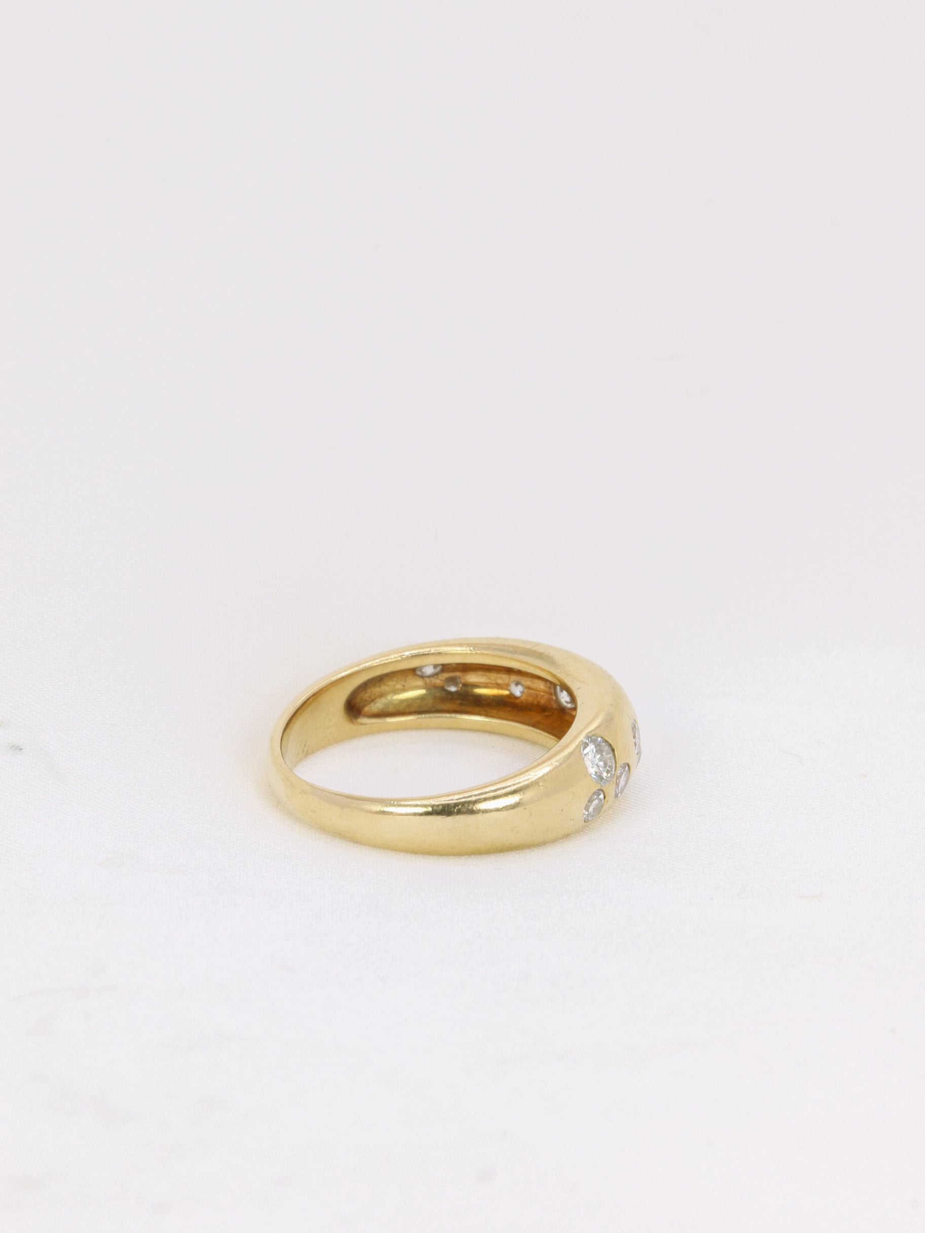 Bague jonc vintage en or et diamants