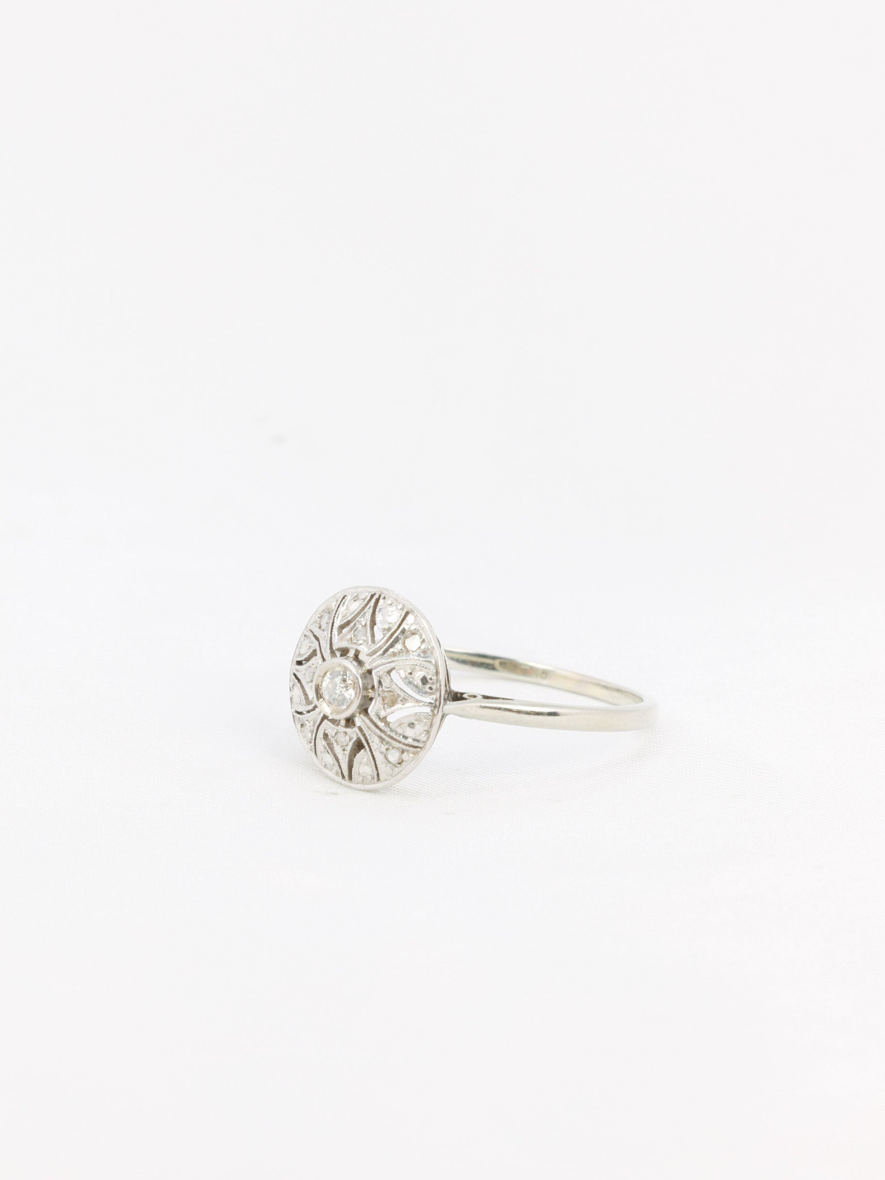 Bague Belle Epoque or platine diamants taille rose