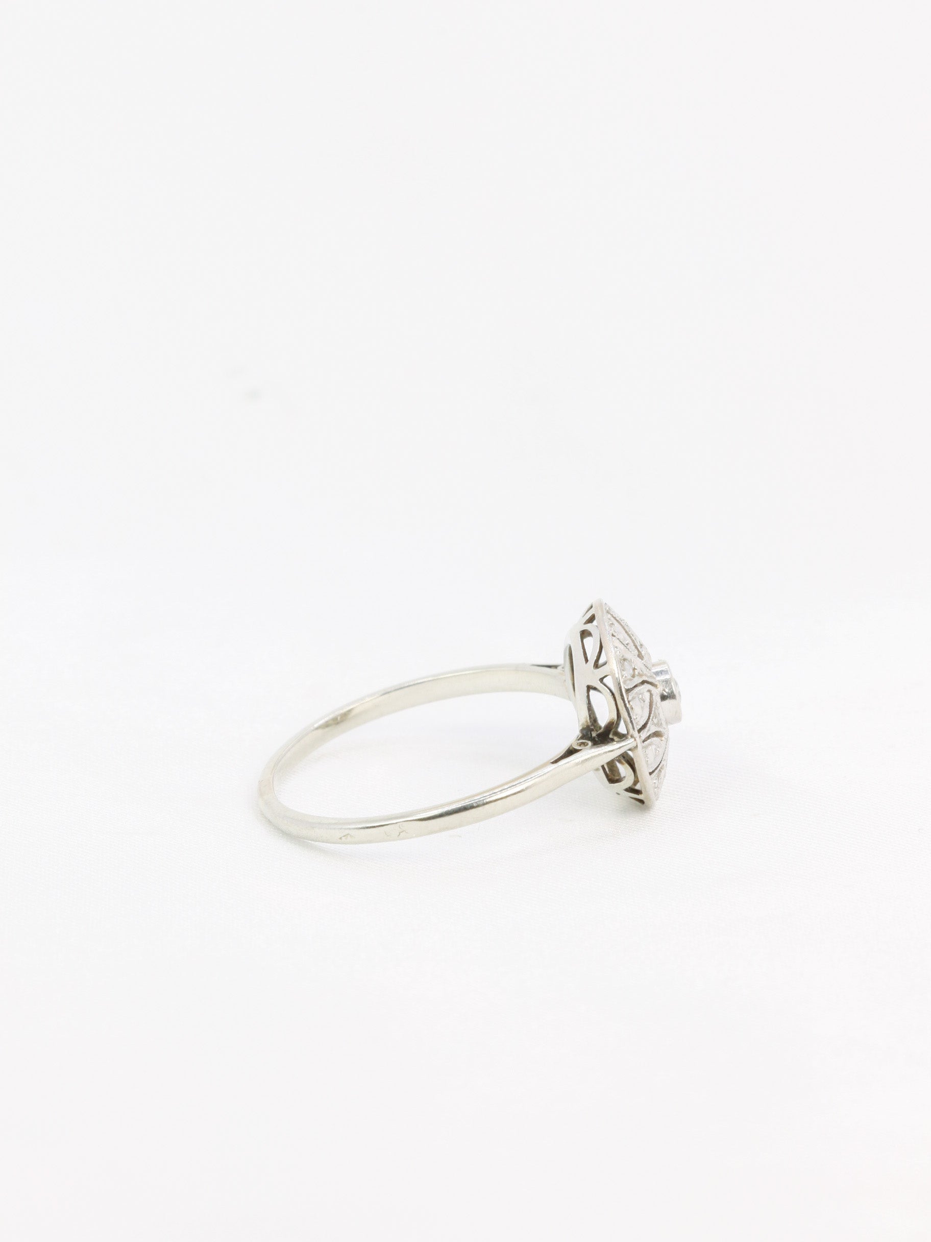 Bague Belle Epoque or platine diamants taille rose