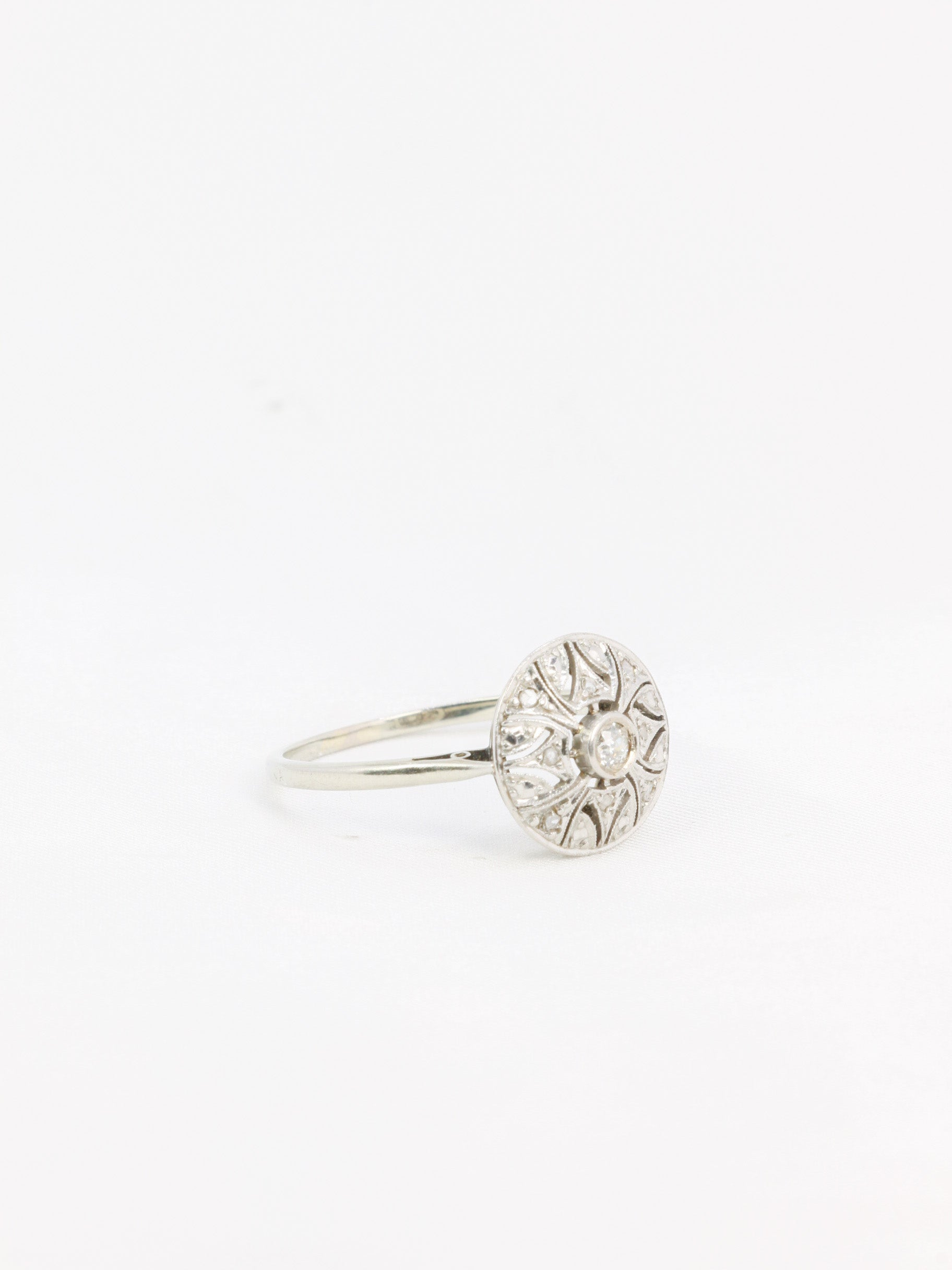 Bague Belle Epoque or platine diamants taille rose