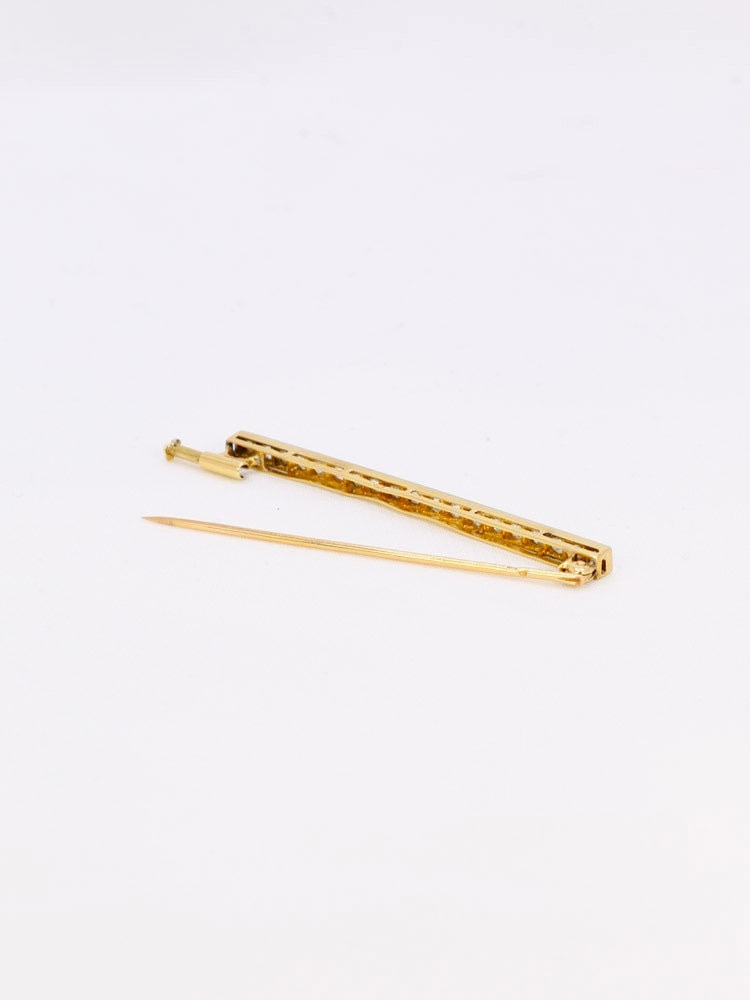 Broche Belle Epoque or jaune diamants taille rose 0,4 carat