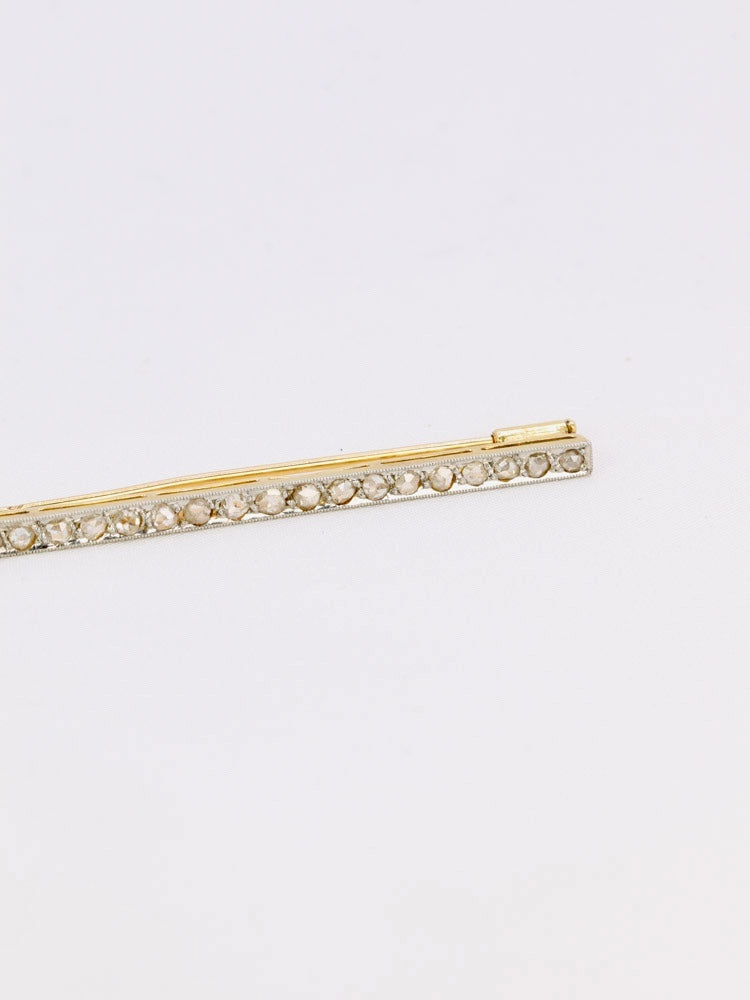 Broche Belle Epoque or jaune diamants taille rose 0,4 carat