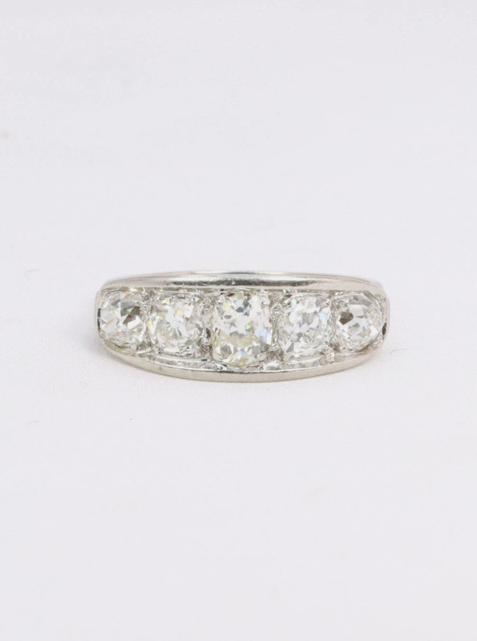 Bague jarretière Belle Epoque platine diamants taille ancienne