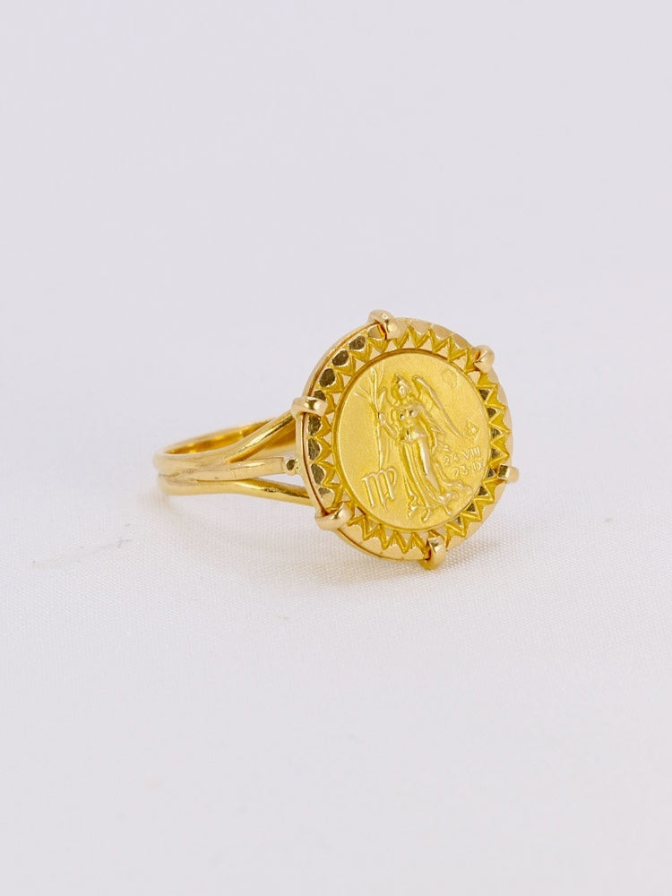 Bague vintage signe du zodiaque Vierge or jaune