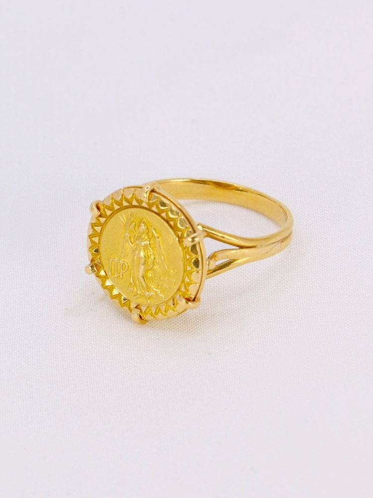 Bague vintage signe du zodiaque Vierge or jaune