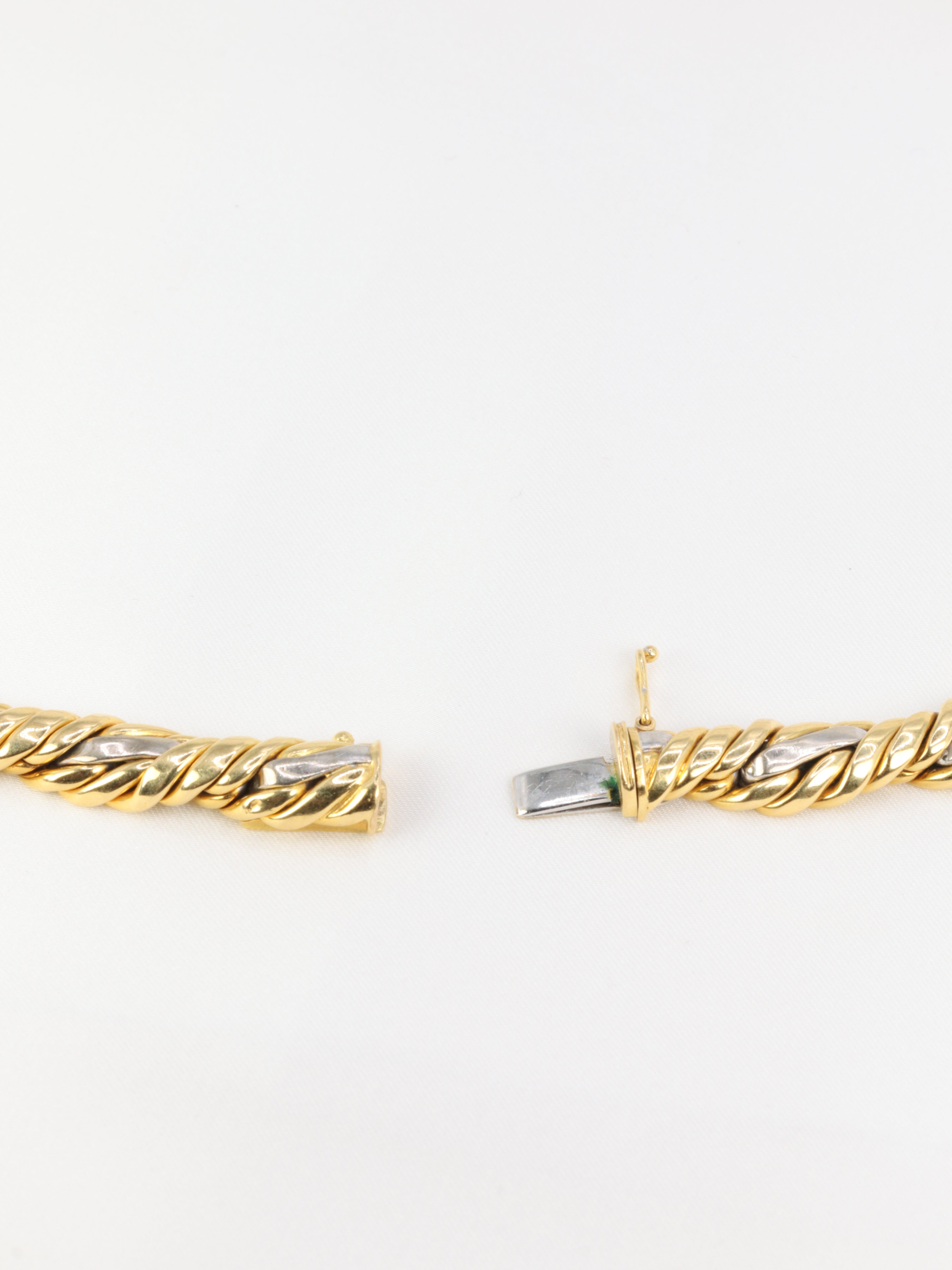 Collier vintage tressé en 2 tons d’or et diamants