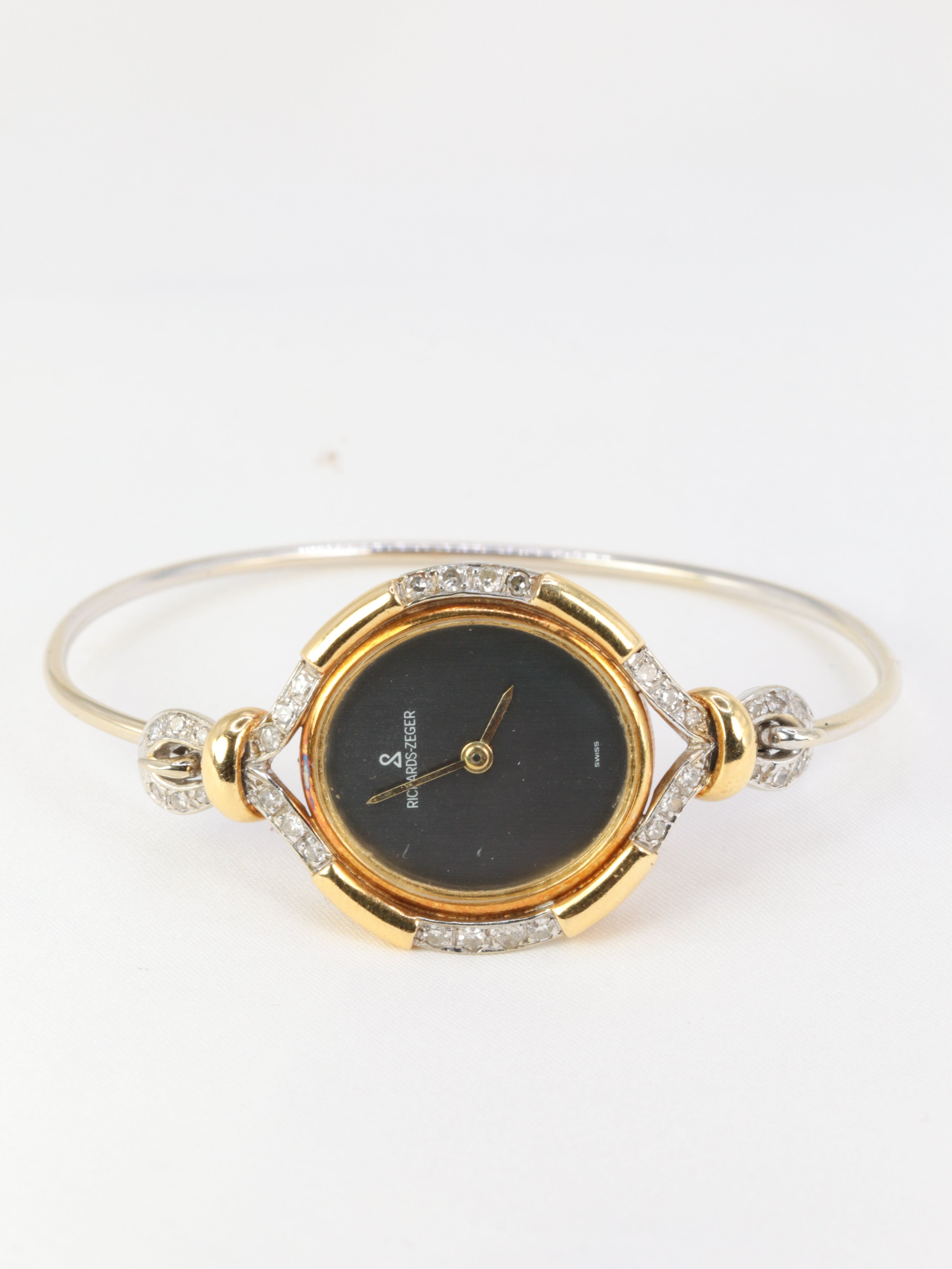 Montre de femme vintage Richards Zeger en or et diamants
