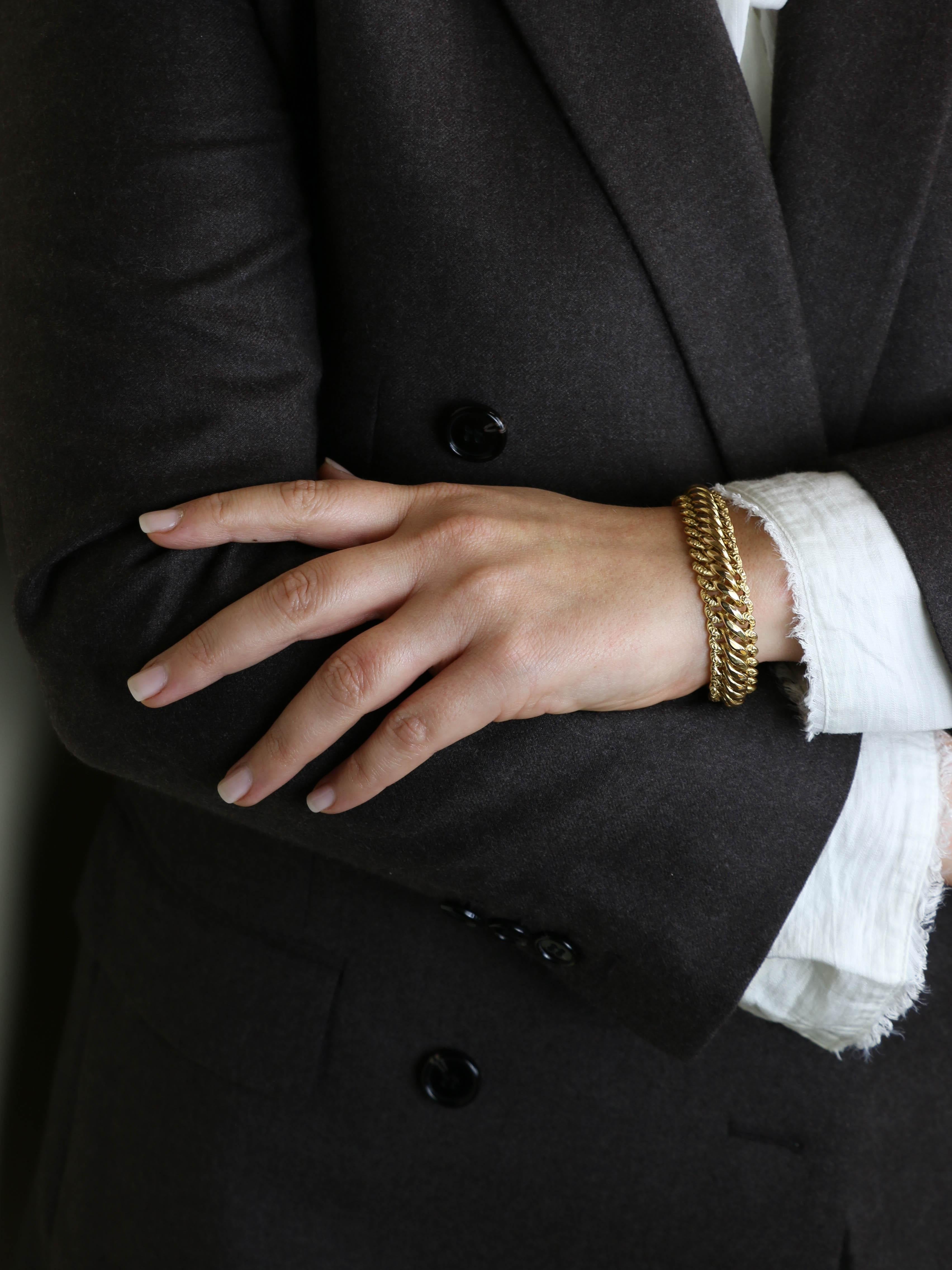 Bracelet vintage maille américaine or jaune