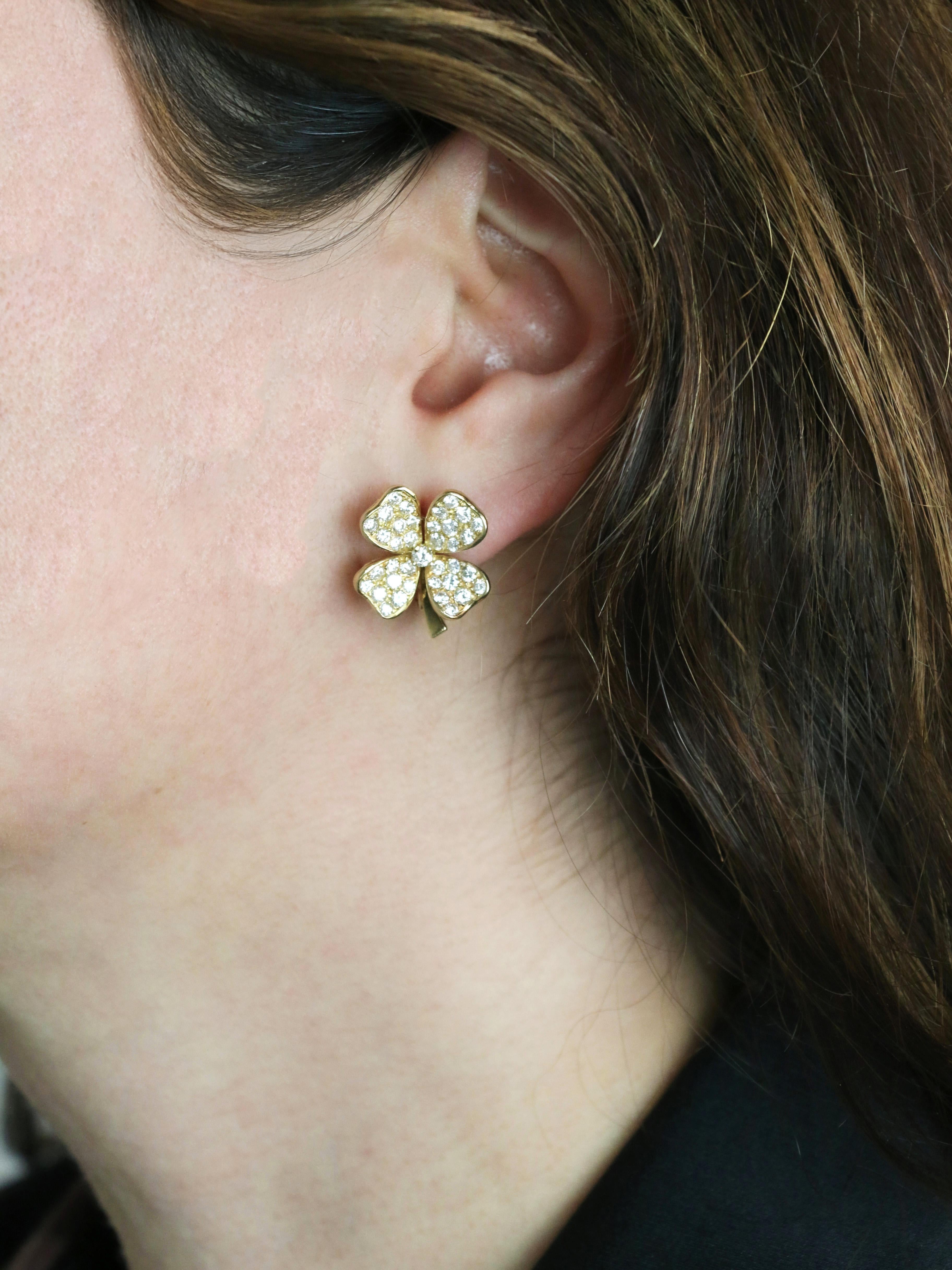 FRED Boucles d'oreilles Trèfles or jaune diamants