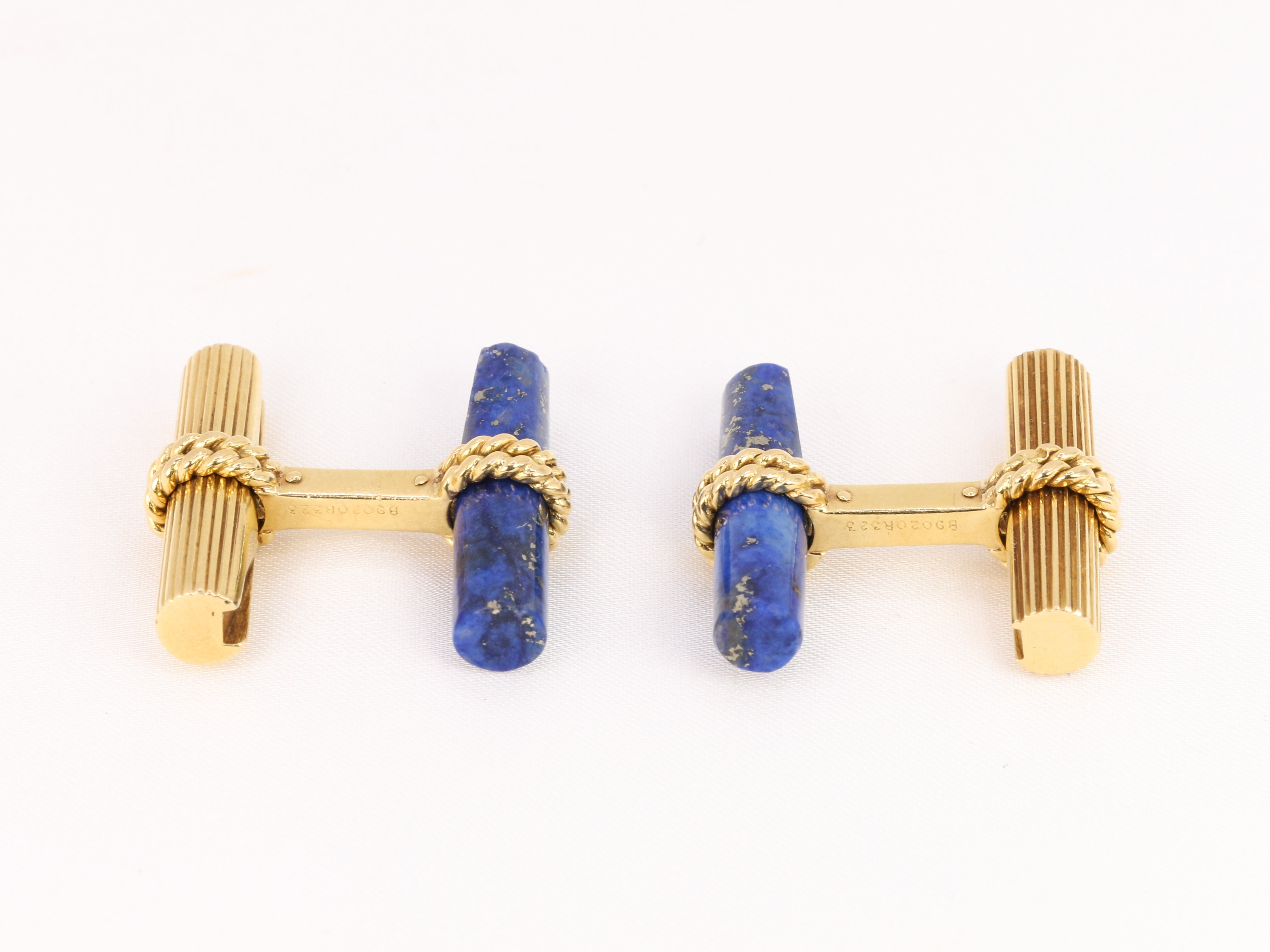 VAN CLEEF & ARPELS Boutons de Manchette Or Jaune Malachite Hématite Lapis Lazuli