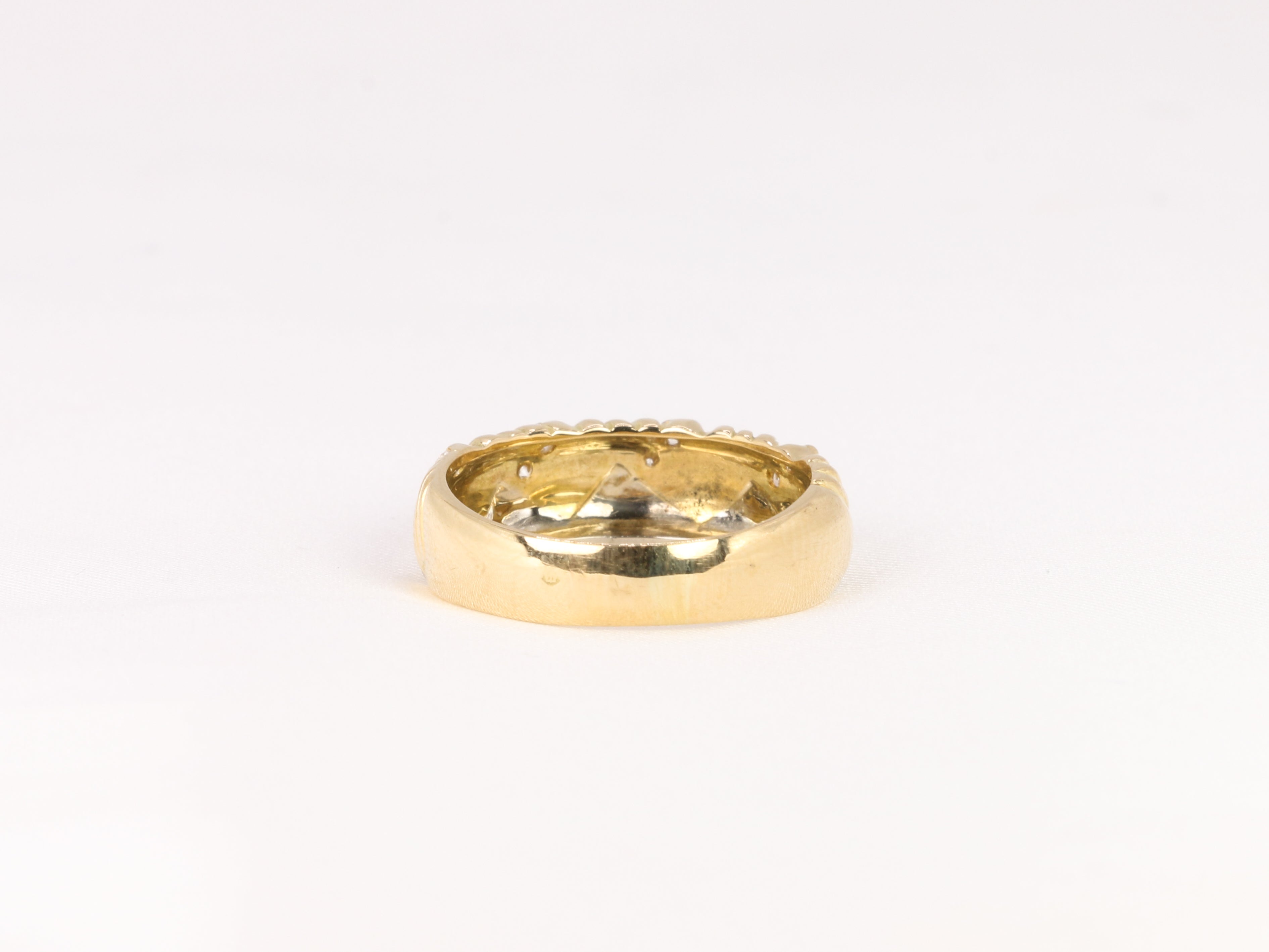 Bague vintage 1970 en or jaune, or blanc et diamants