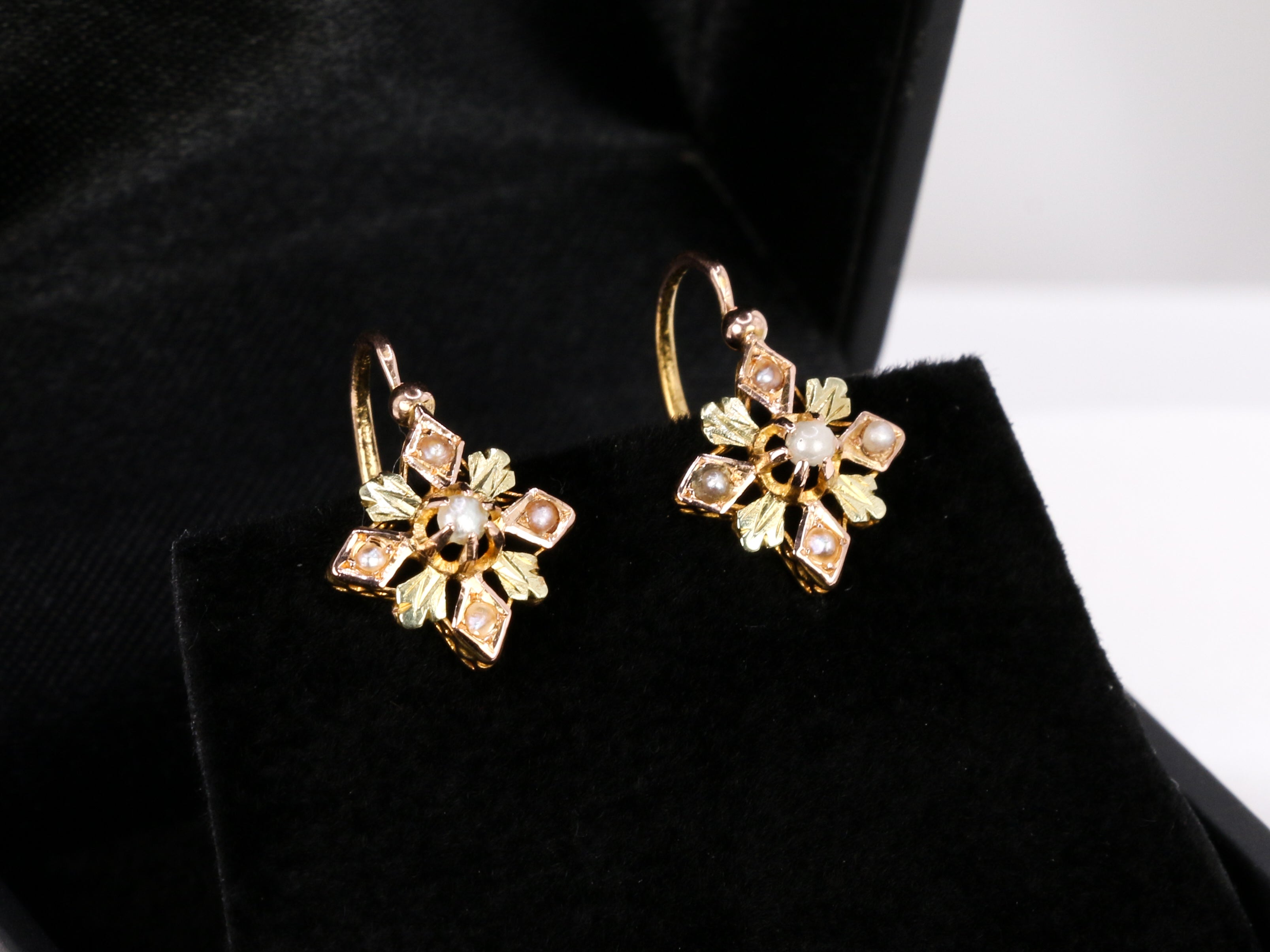 Lever earrings in pink and yellow gold