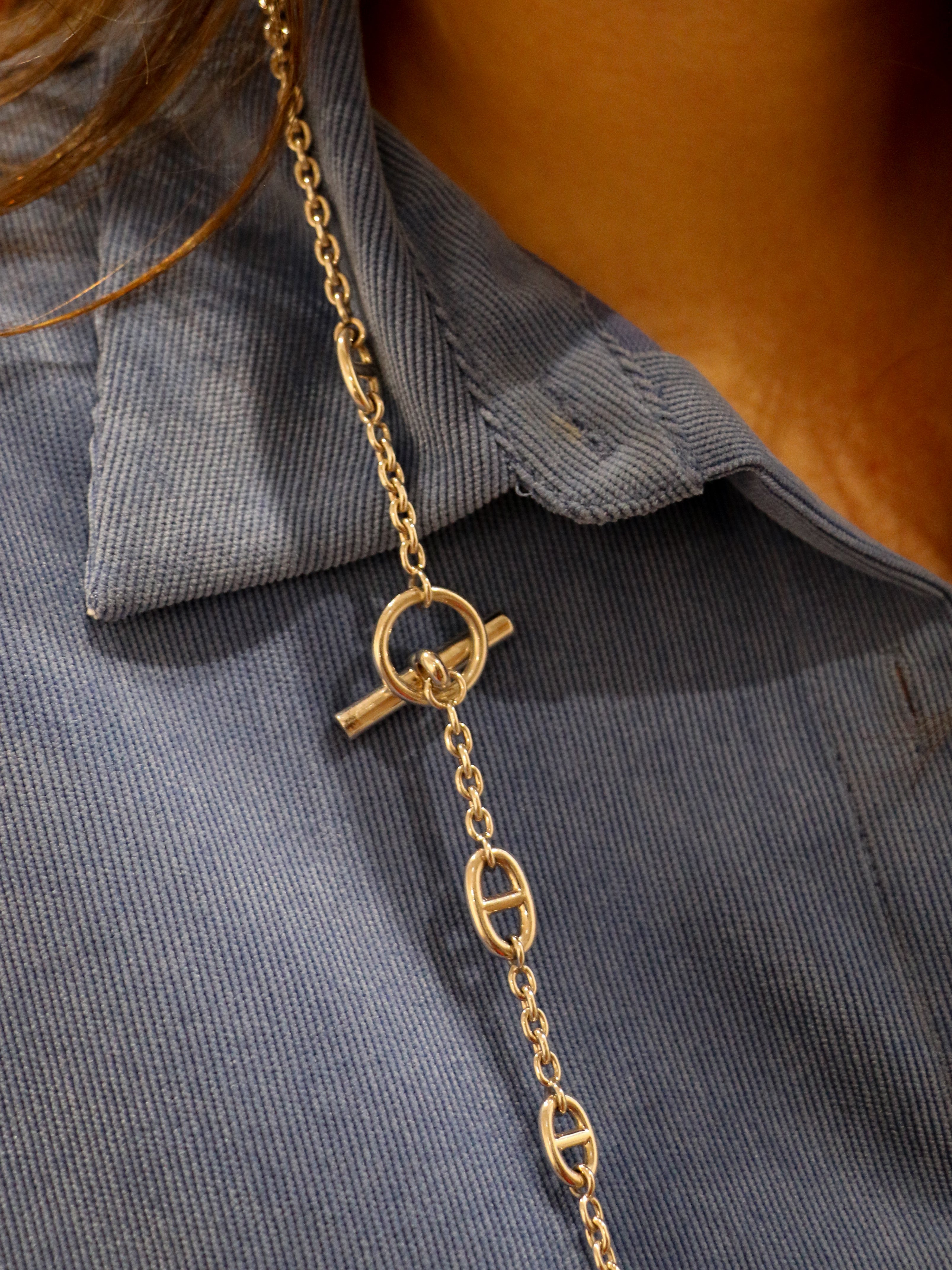 Sautoir Hermès vintage chaîne d’ancre, modèle farandole en argent