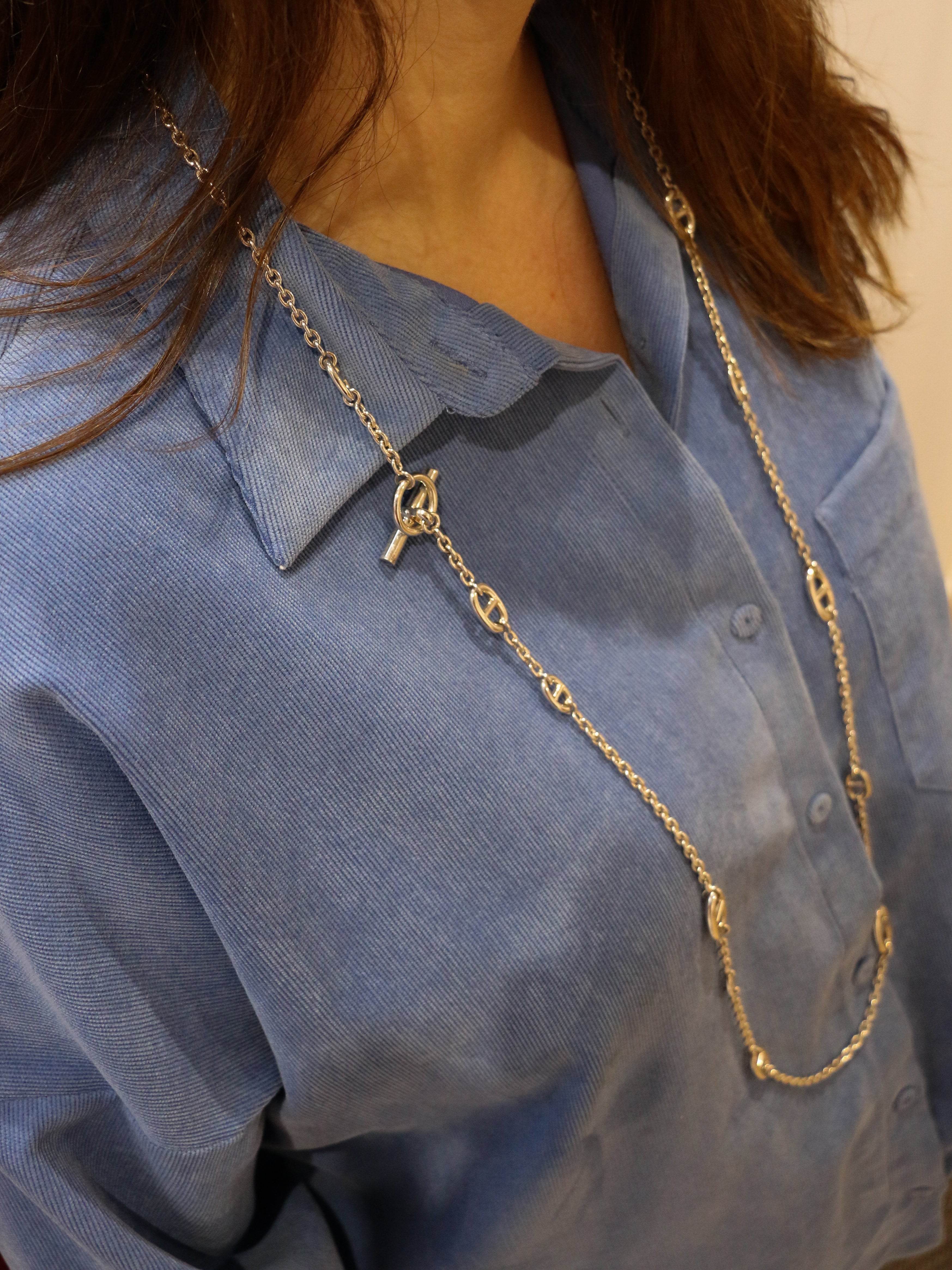 Sautoir Hermès vintage chaîne d’ancre, modèle farandole en argent