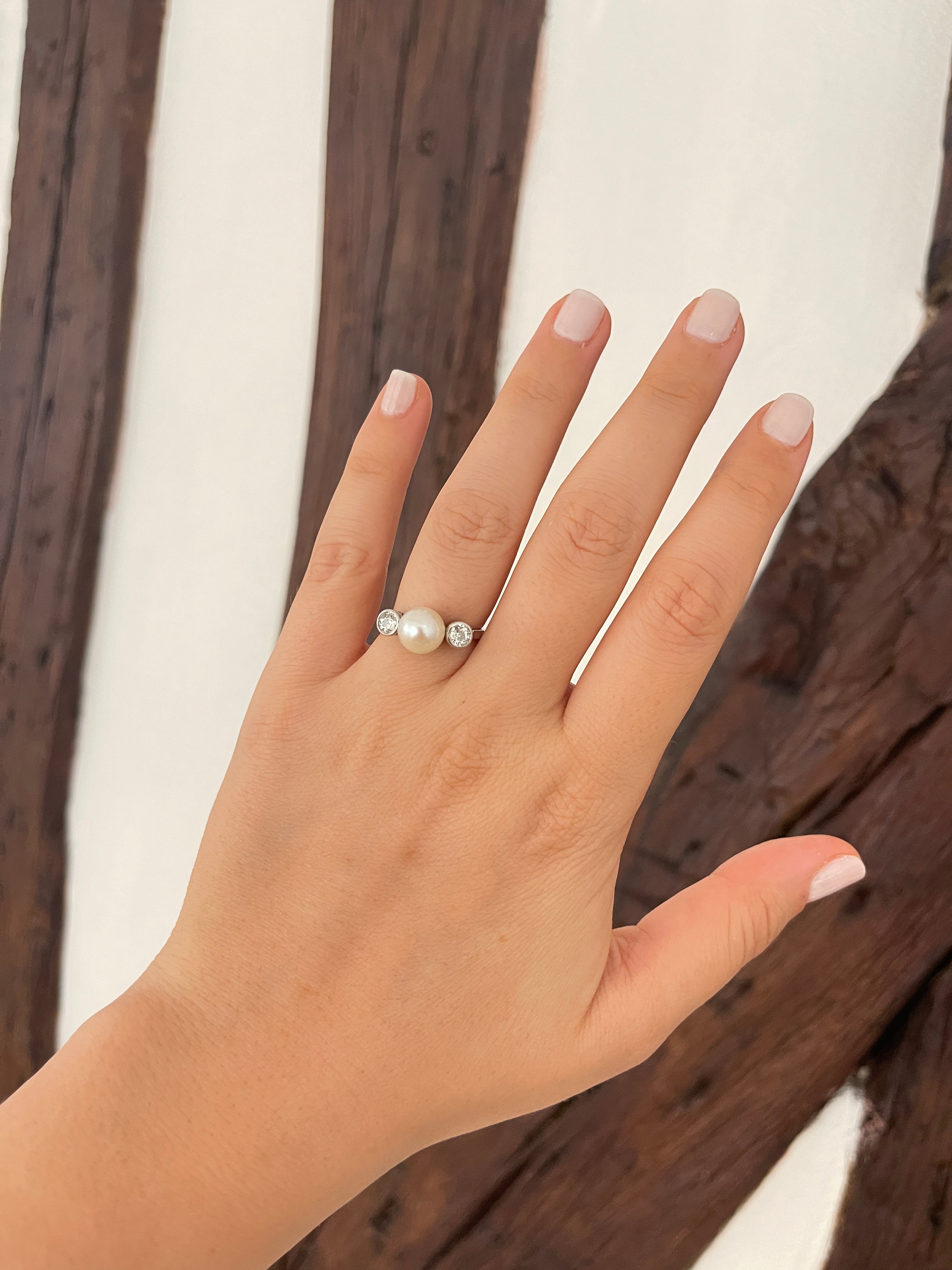 Bague trilogie perle diamants