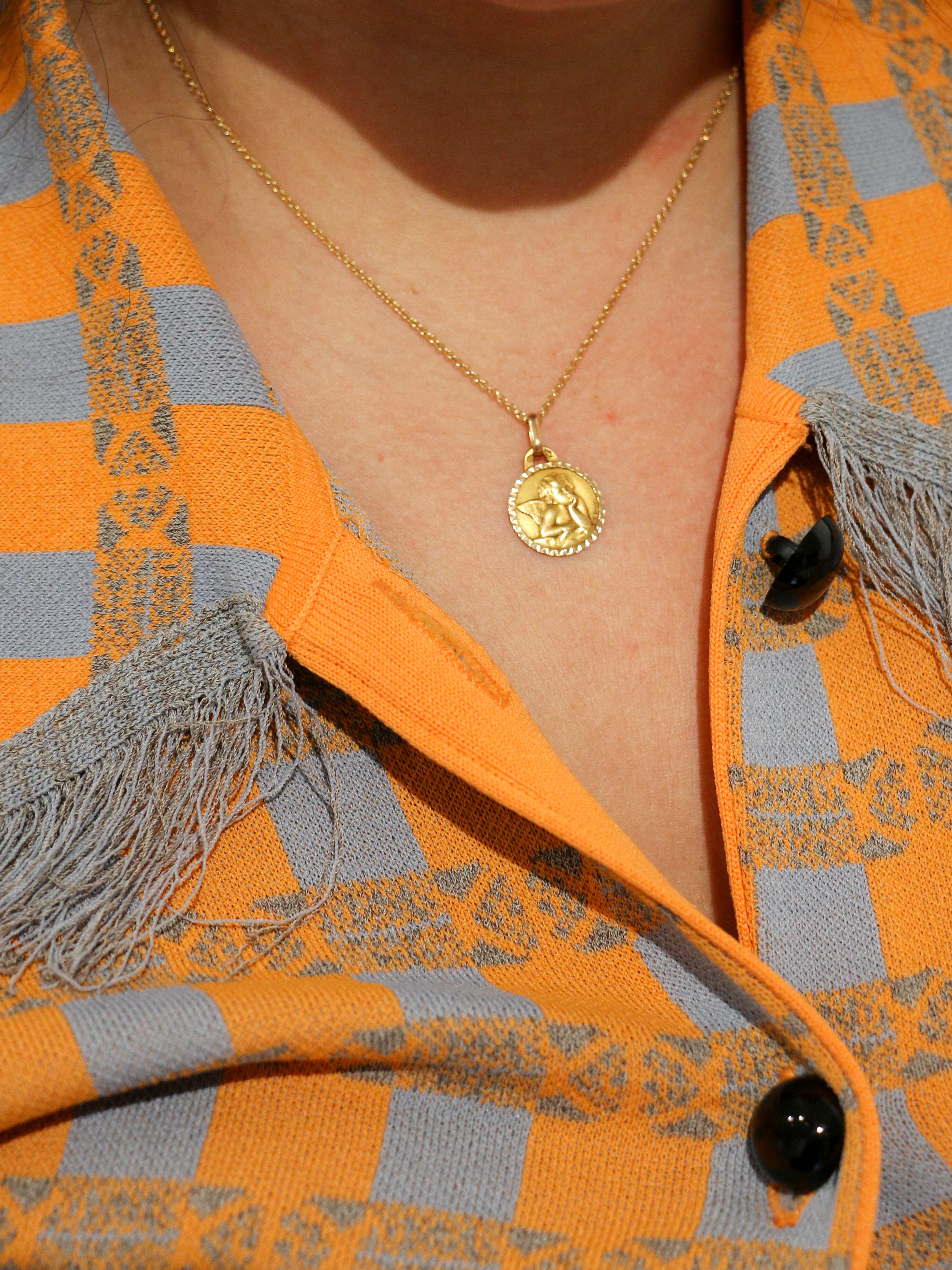 Old medal of the angel Raphaël in yellow gold - Signed Dropsy