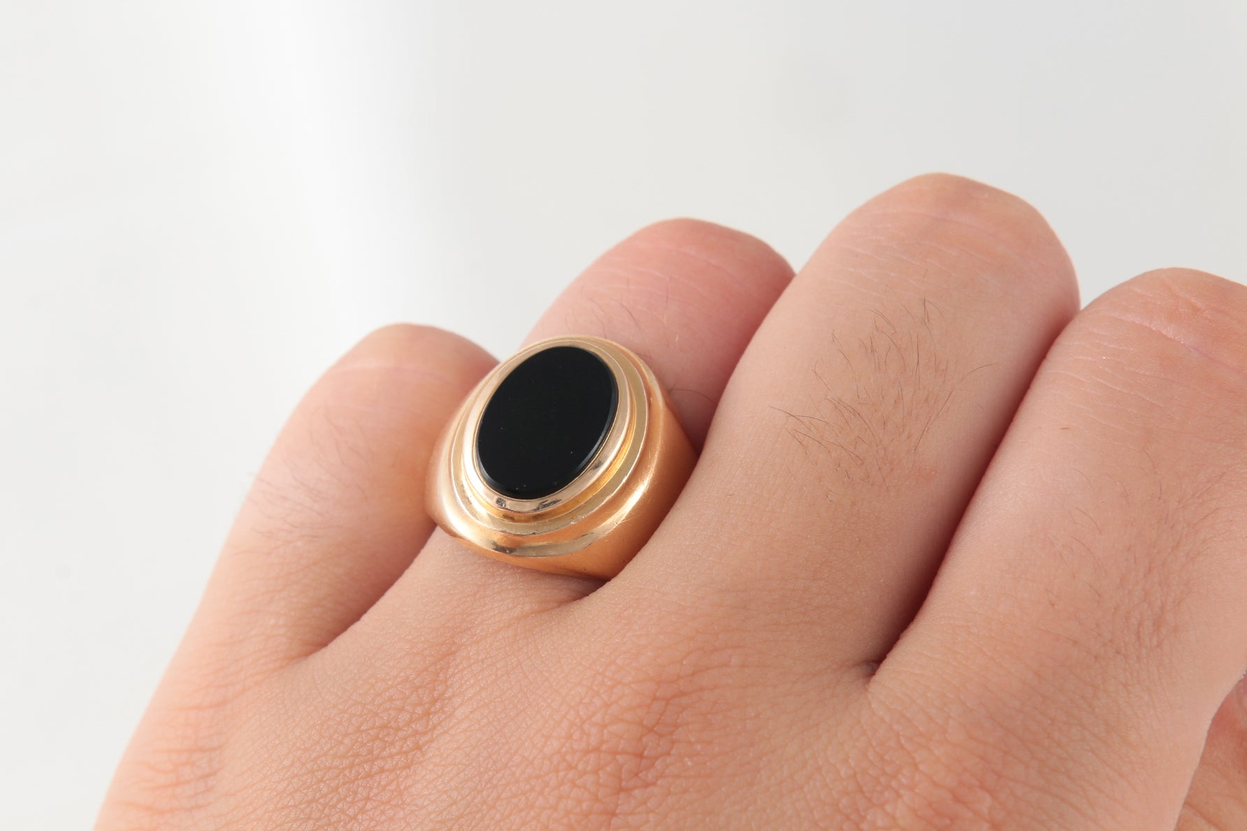 Bague Chevalière Vintage en Or et Onyx