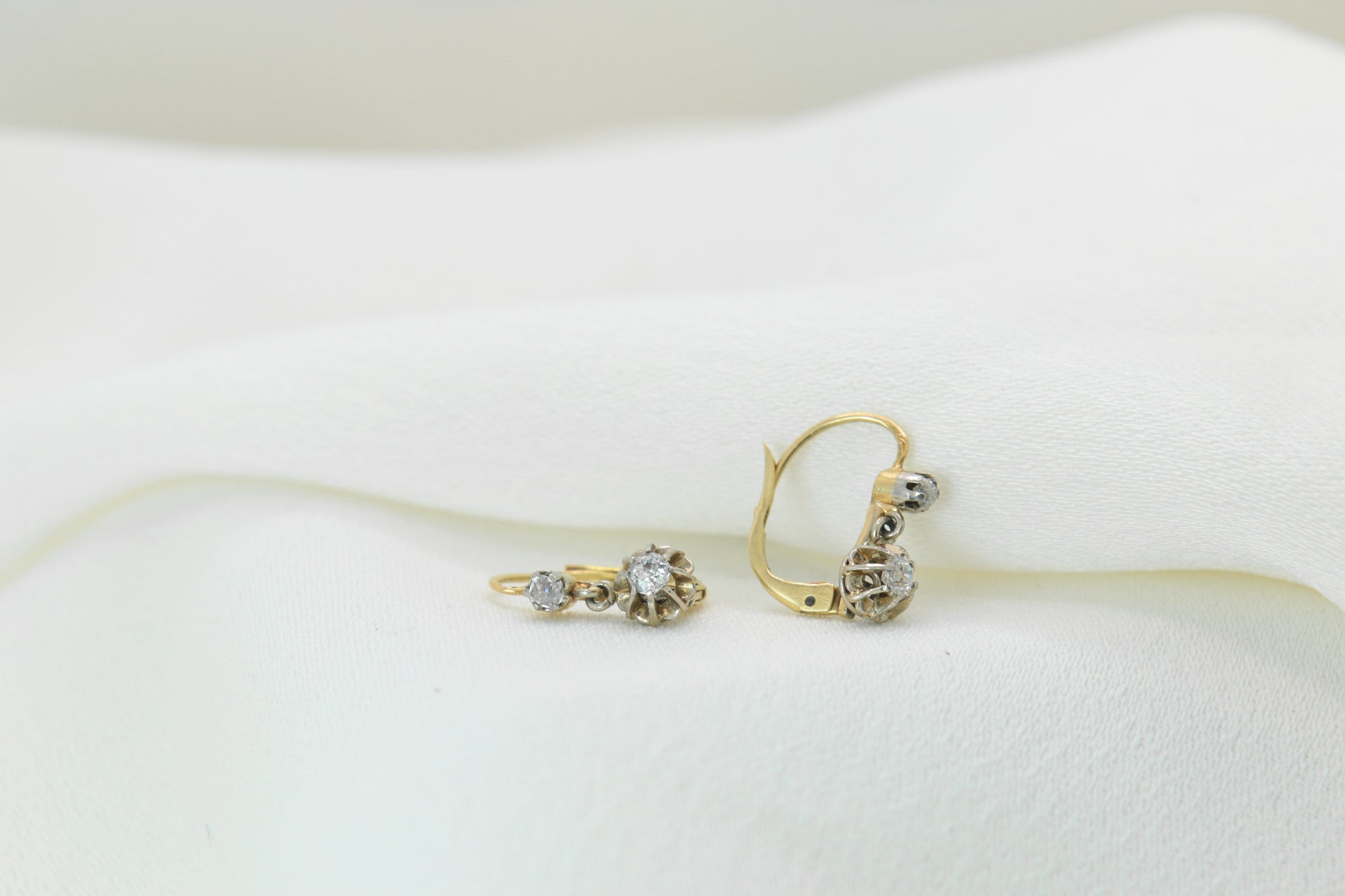 Antique Gold and Diamond Sleeper Earrings