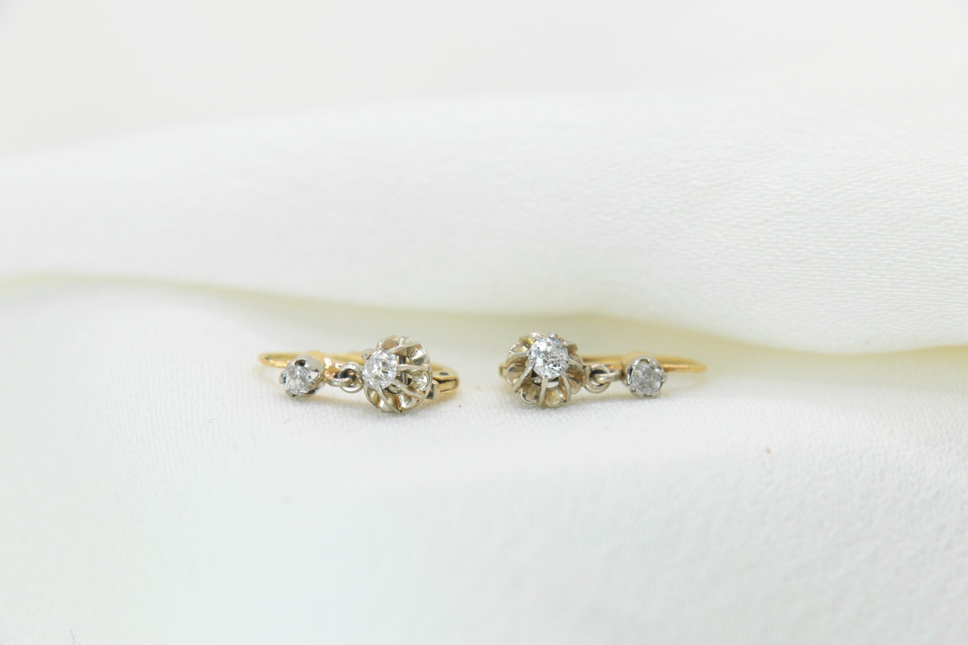 Antique Gold and Diamond Sleeper Earrings