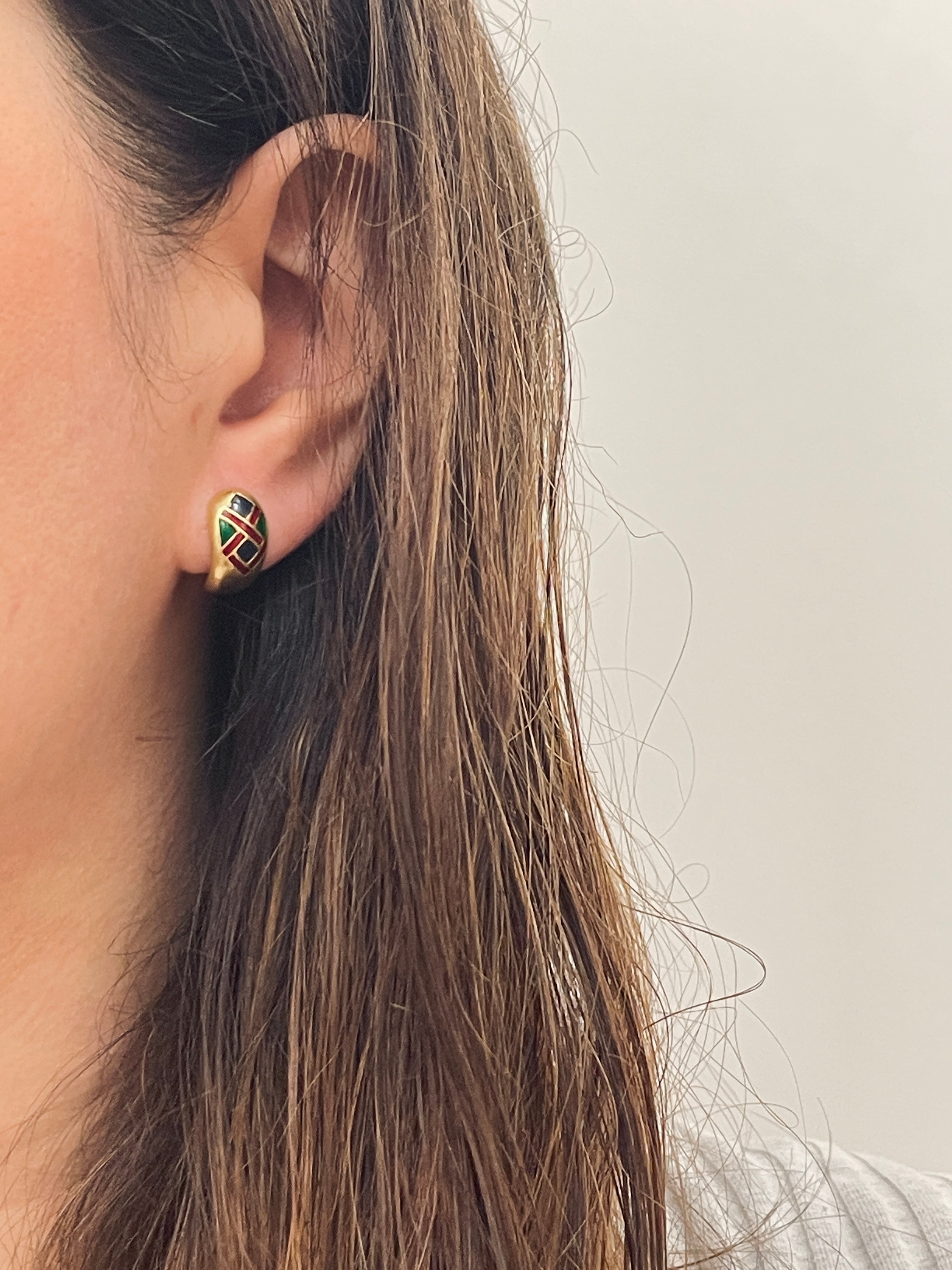 Vintage Gold and Colored Enamel Earrings