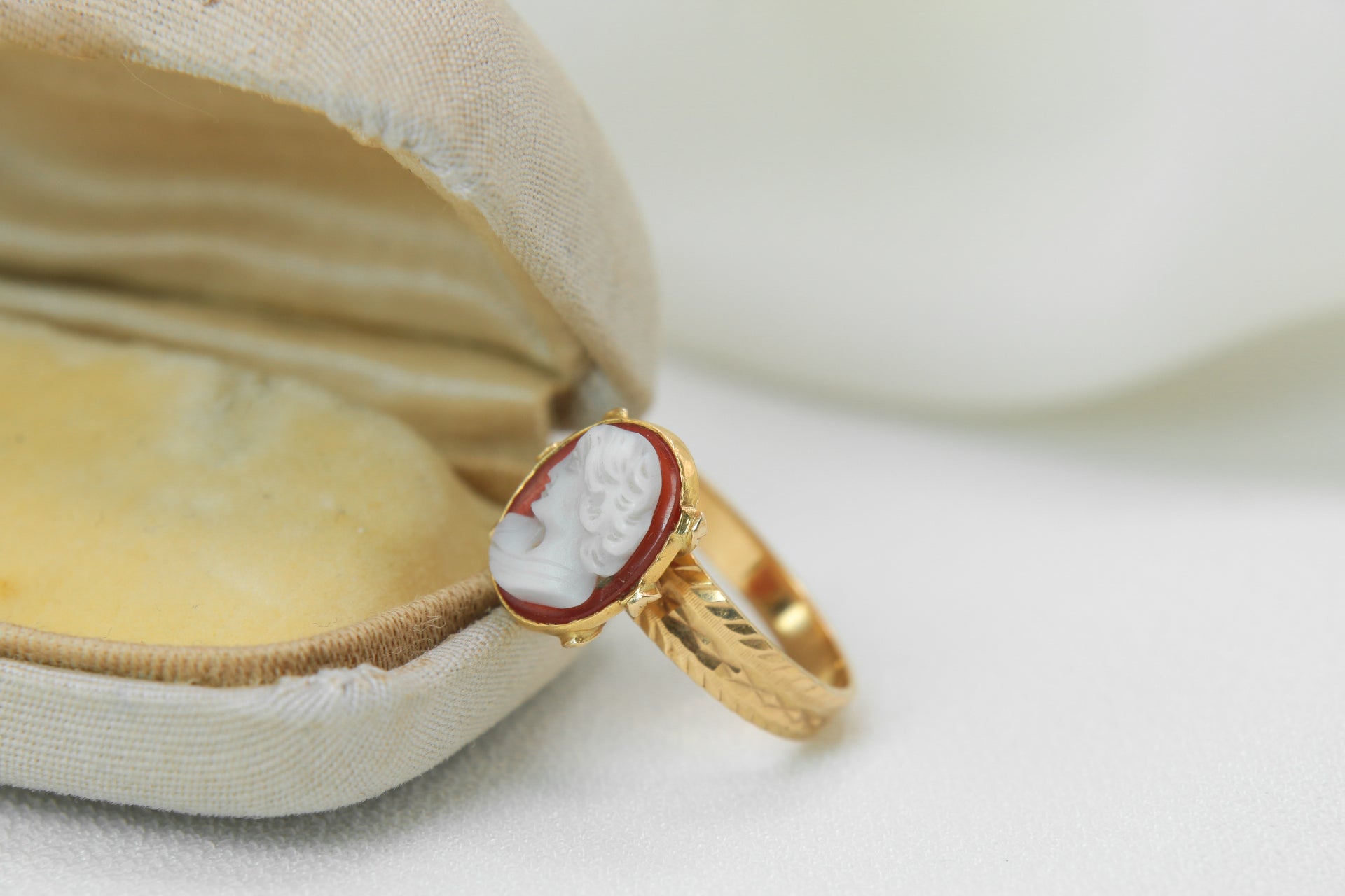 Vintage ring in yellow gold and shell cameo
