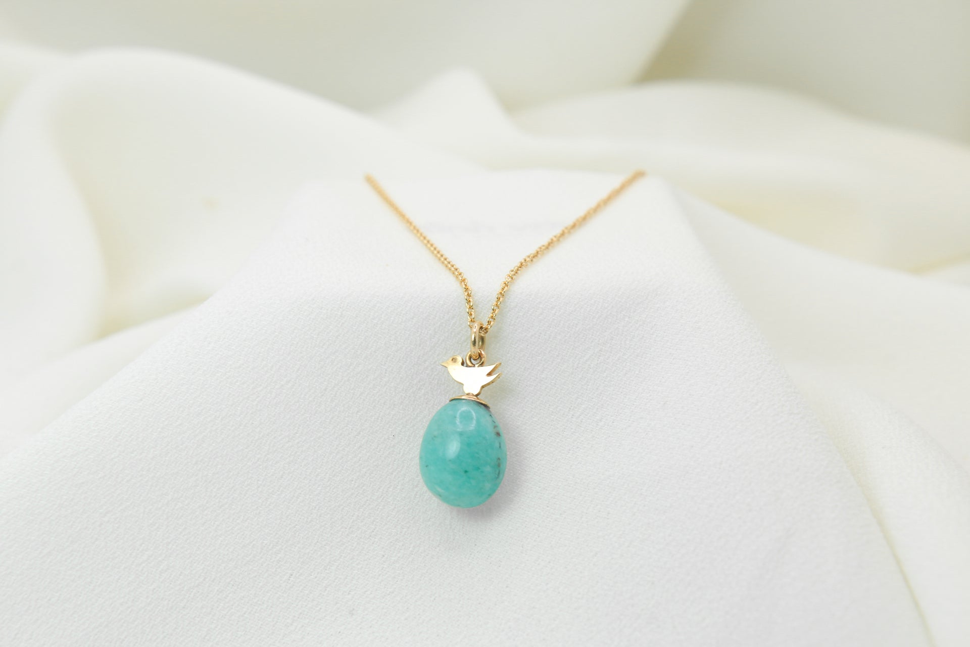 Pendentif vintage en or jaune et amazonite