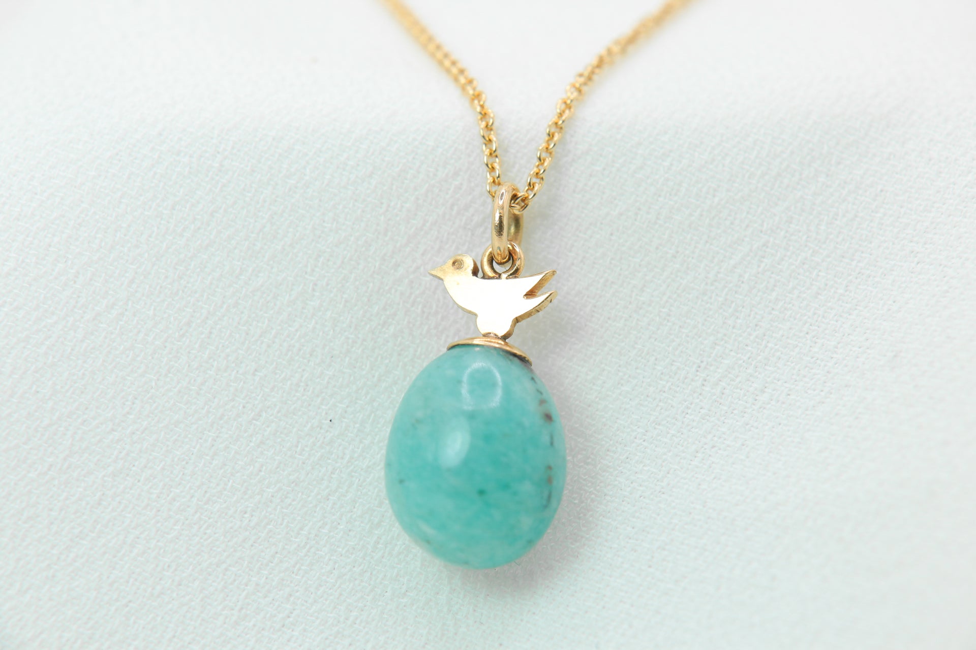 Pendentif vintage en or jaune et amazonite