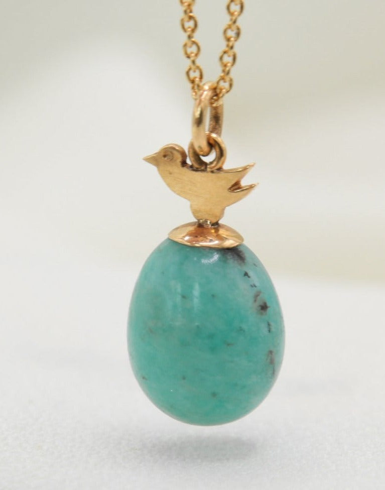 Pendentif vintage en or jaune et amazonite