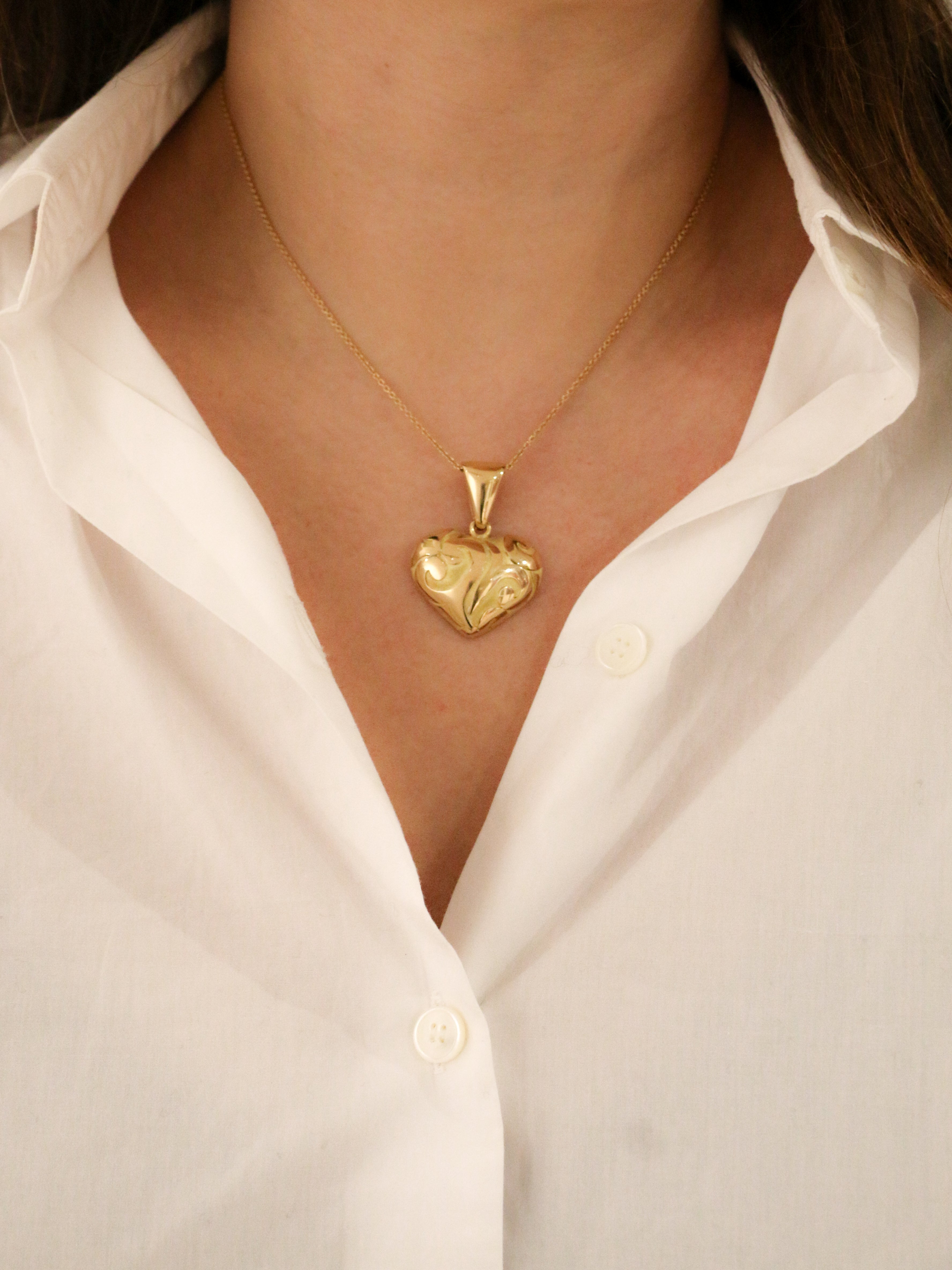 Pendentif vintage coeur en or jaune