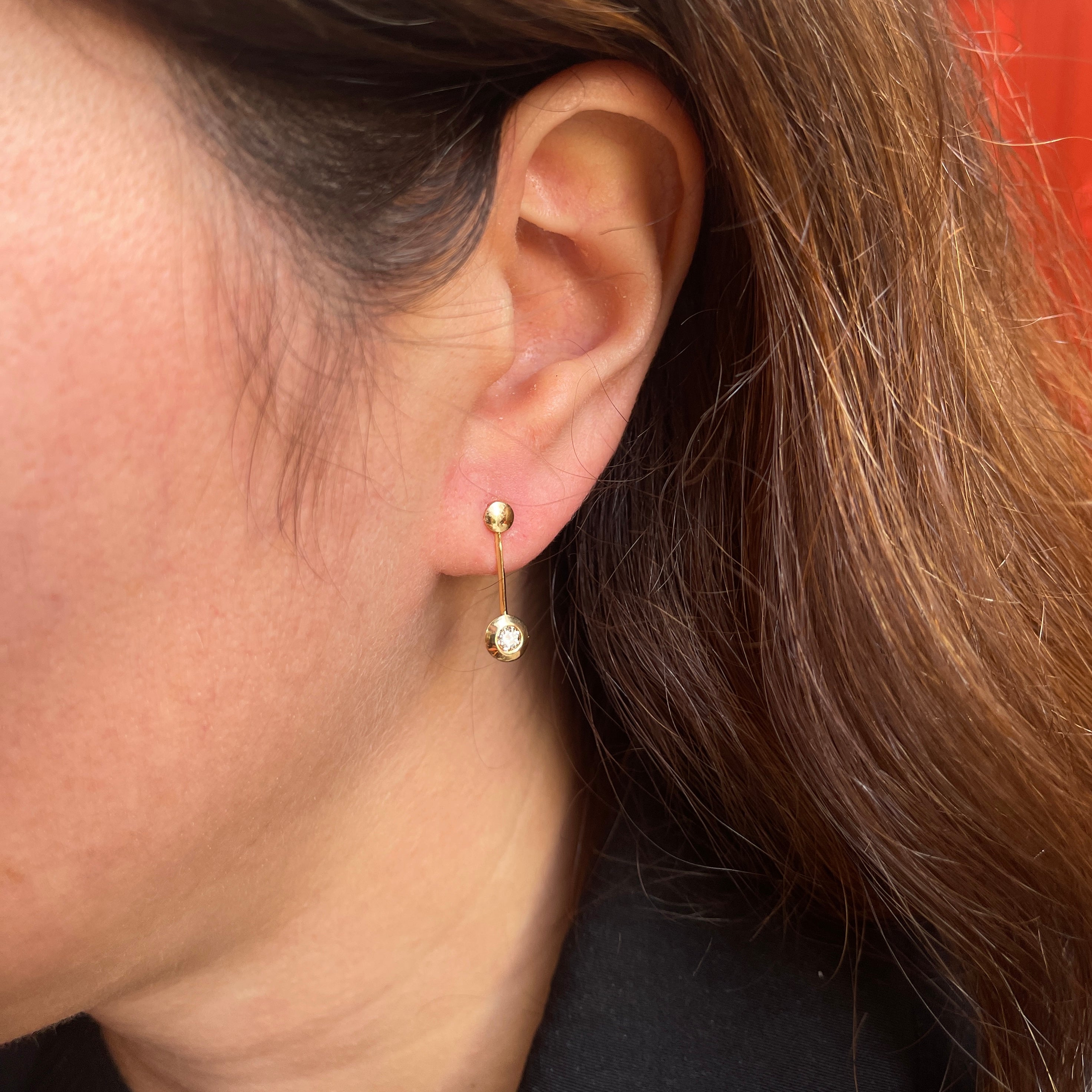 Vintage gold and diamond drop earrings