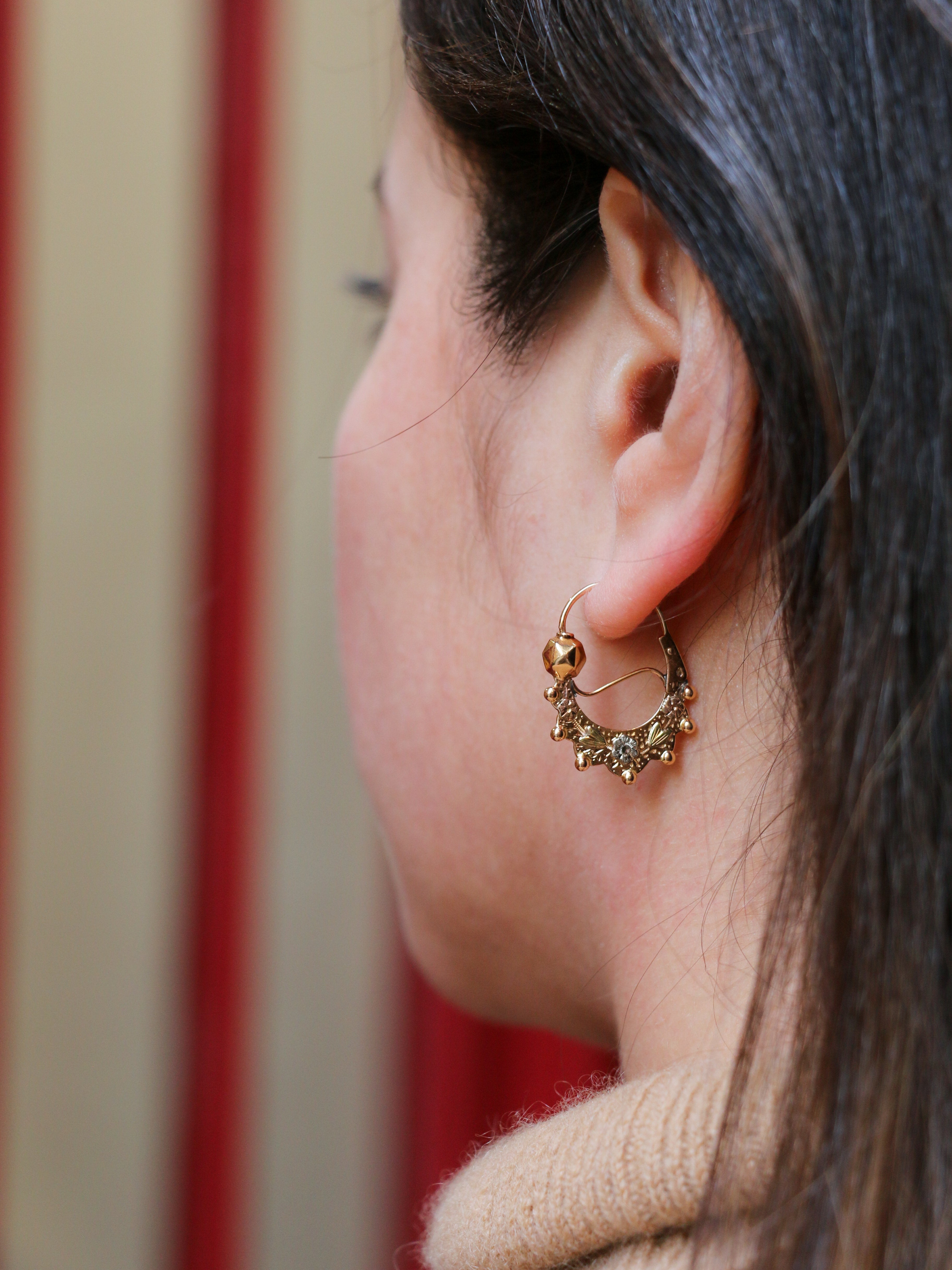 Paire de créoles savoyardes anciennes en or