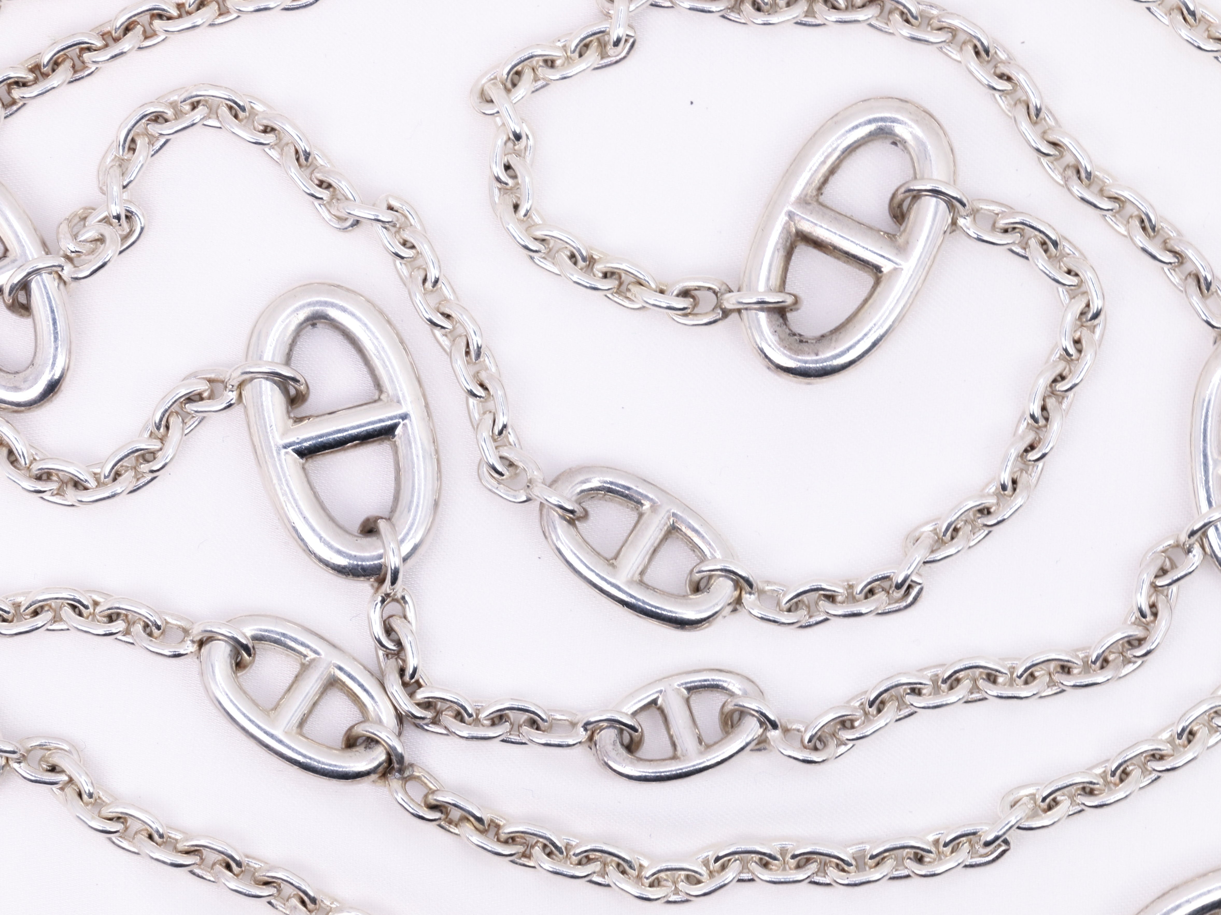 Sautoir Hermès vintage chaîne d’ancre, modèle farandole en argent