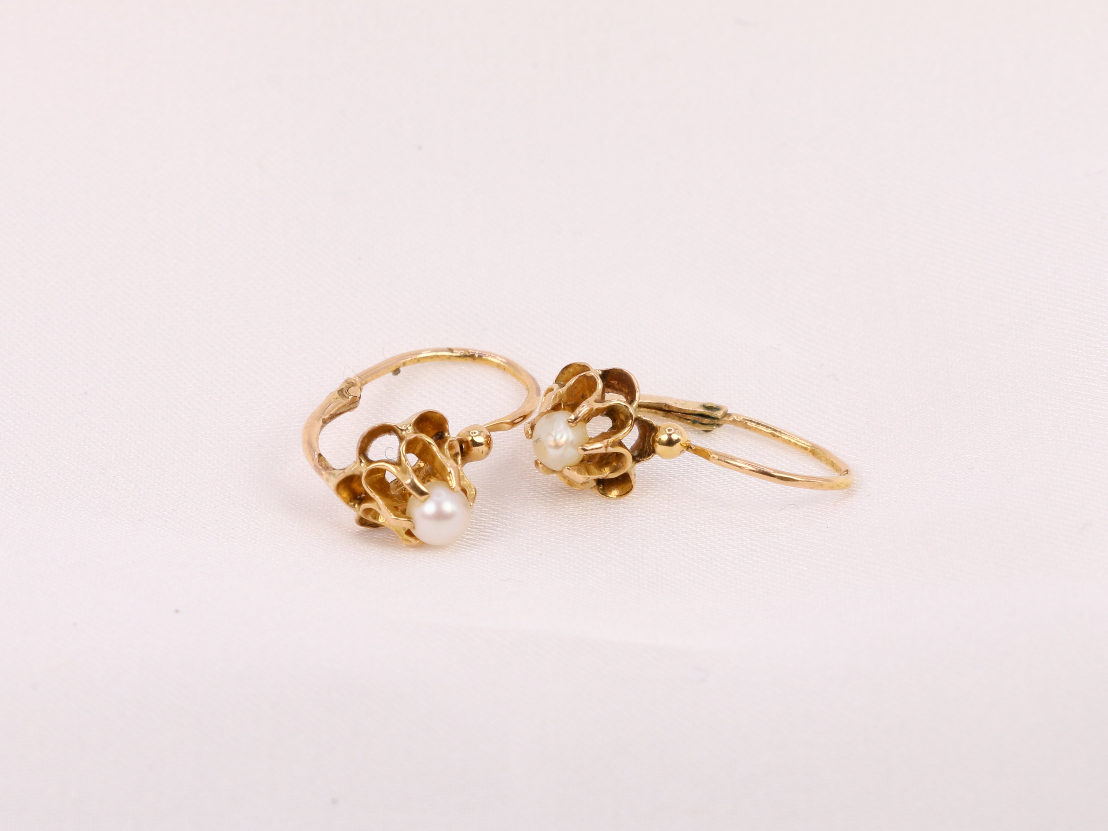 Antique Napoleon III earrings, gold sleepers and fine pearls