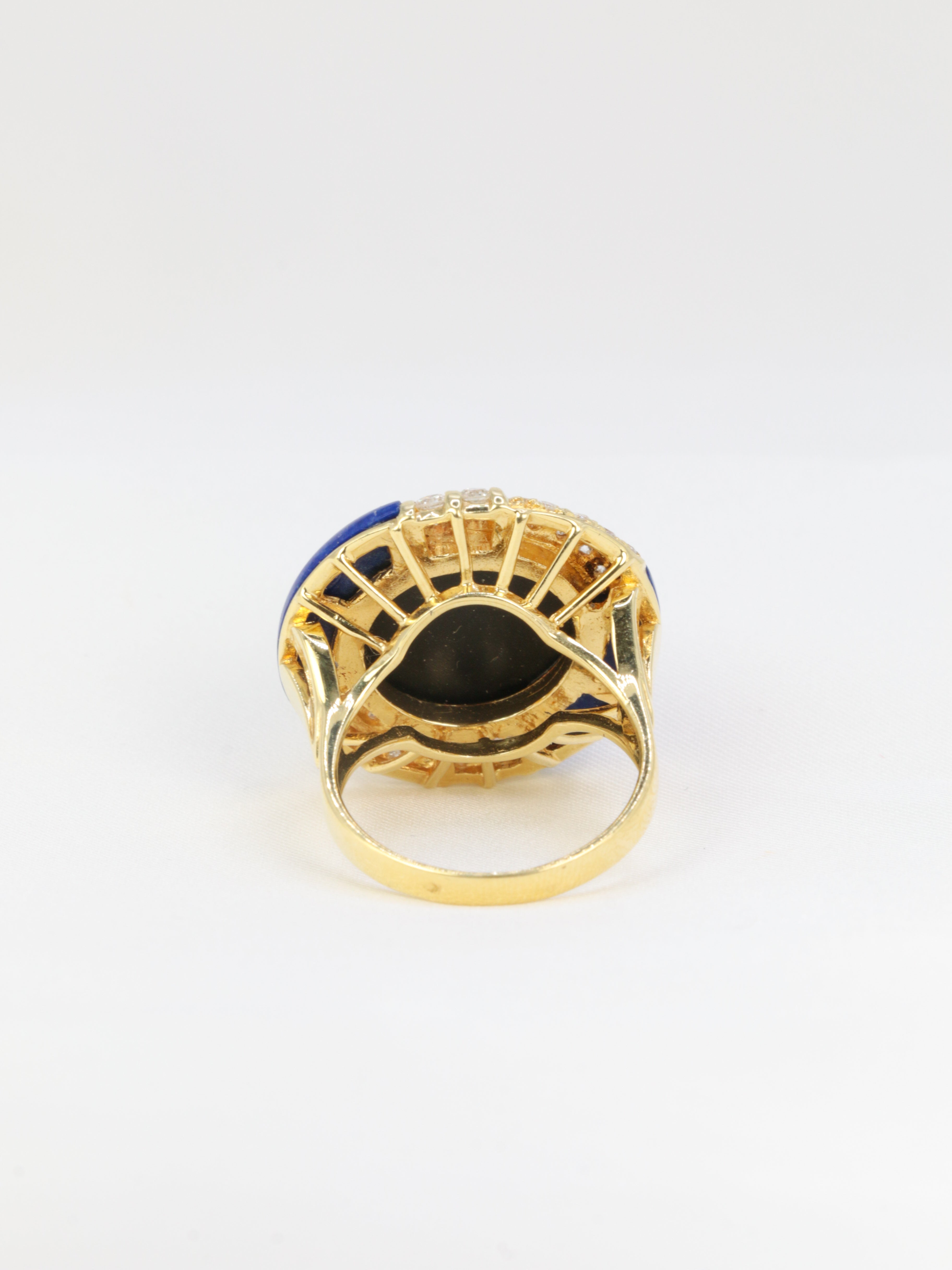 Bague vintage en or, onyx, lapis-lazuli et diamants
