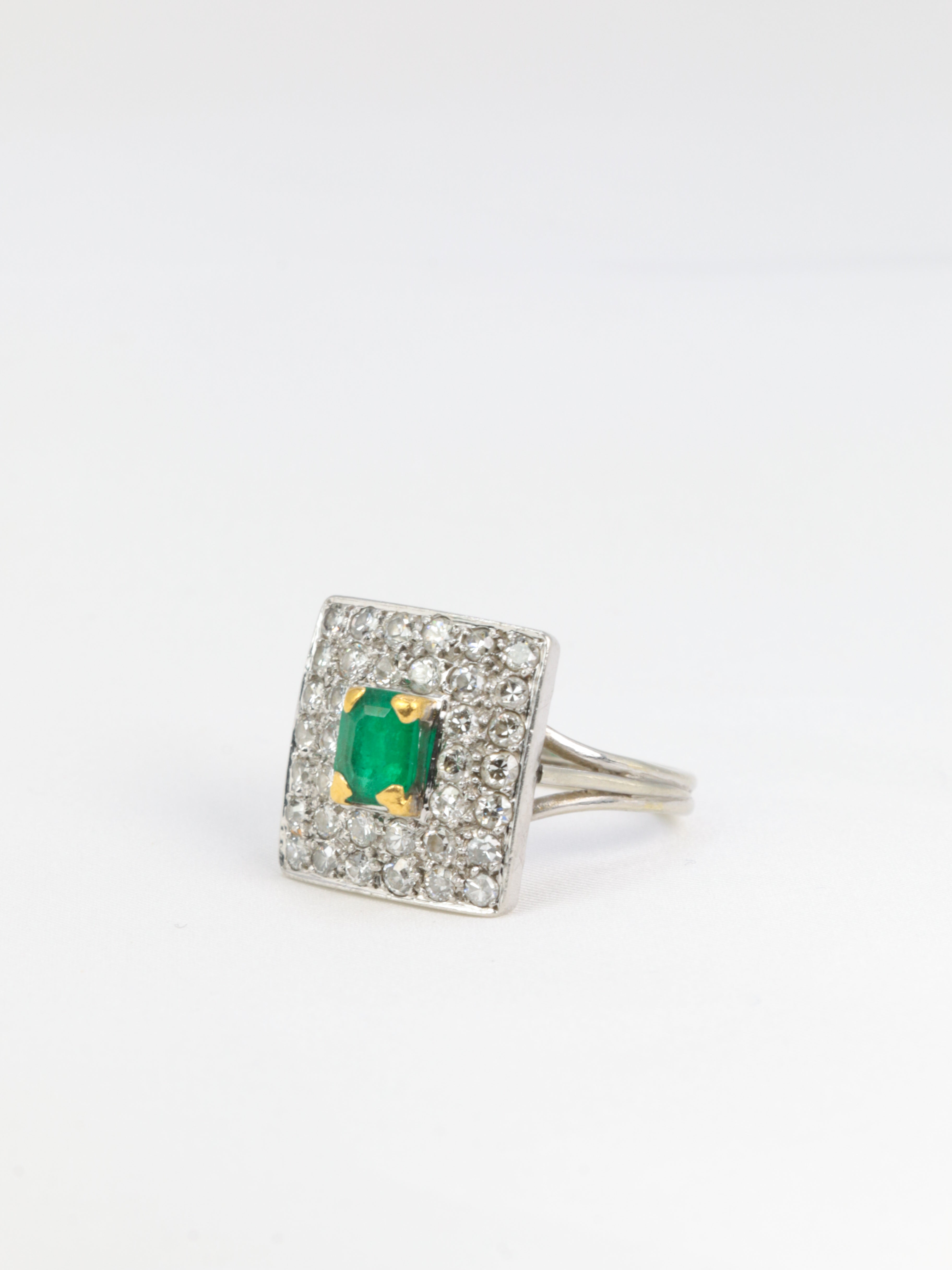 Vintage gold, emerald and diamond ring