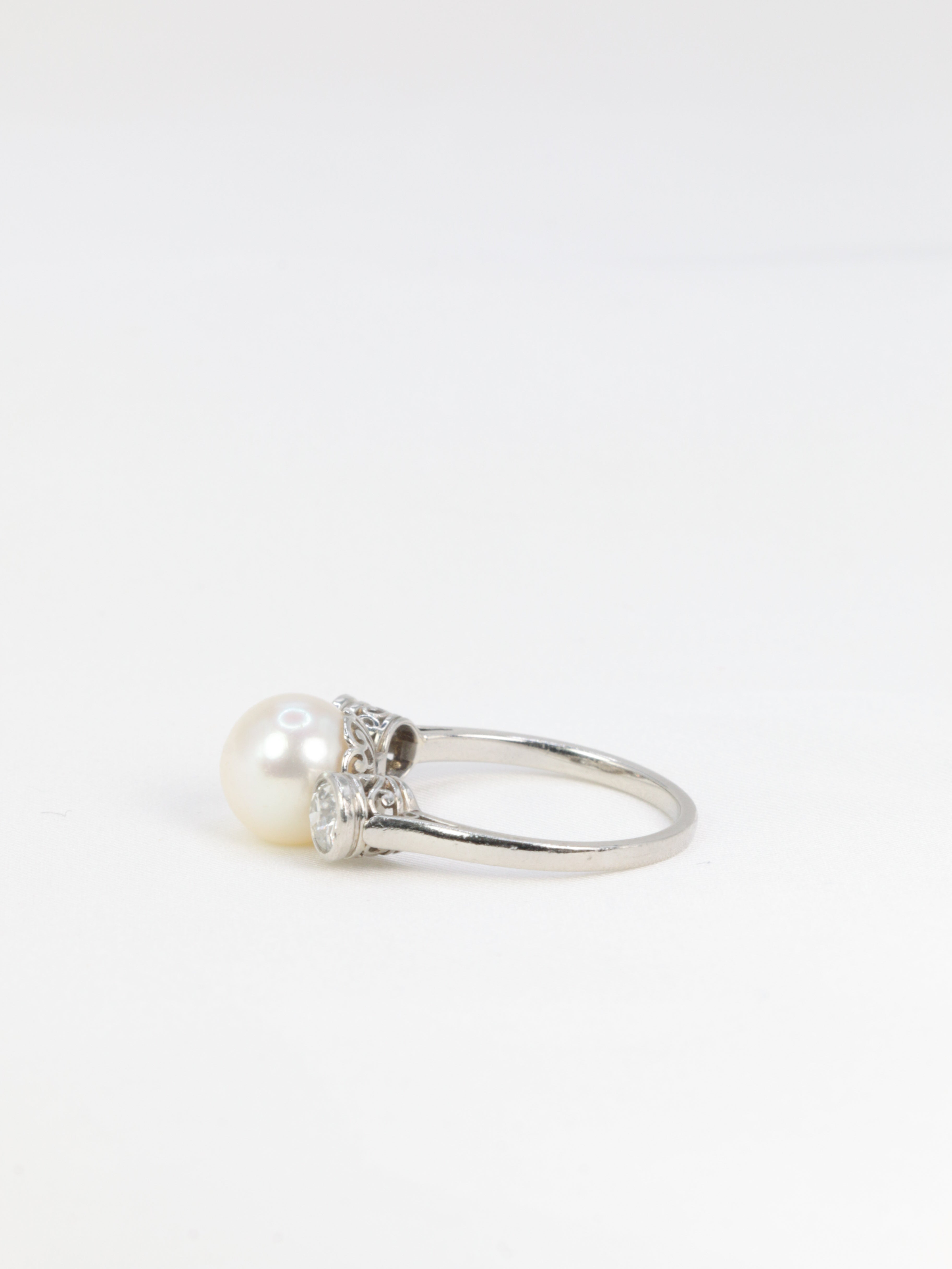 Platinum, Pearl and Diamond Trilogy Ring - Old Ring