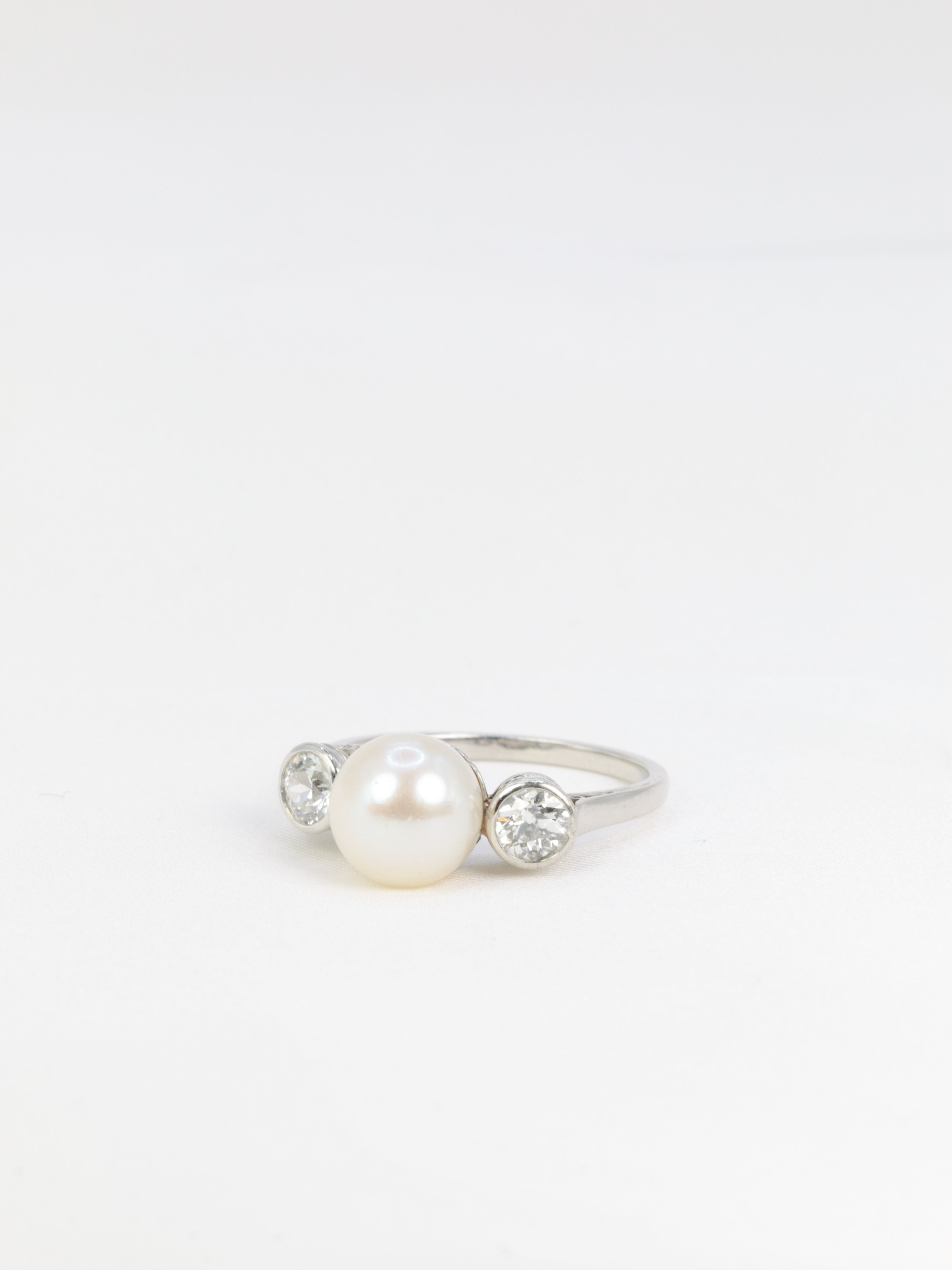 Bague trilogie perle diamants